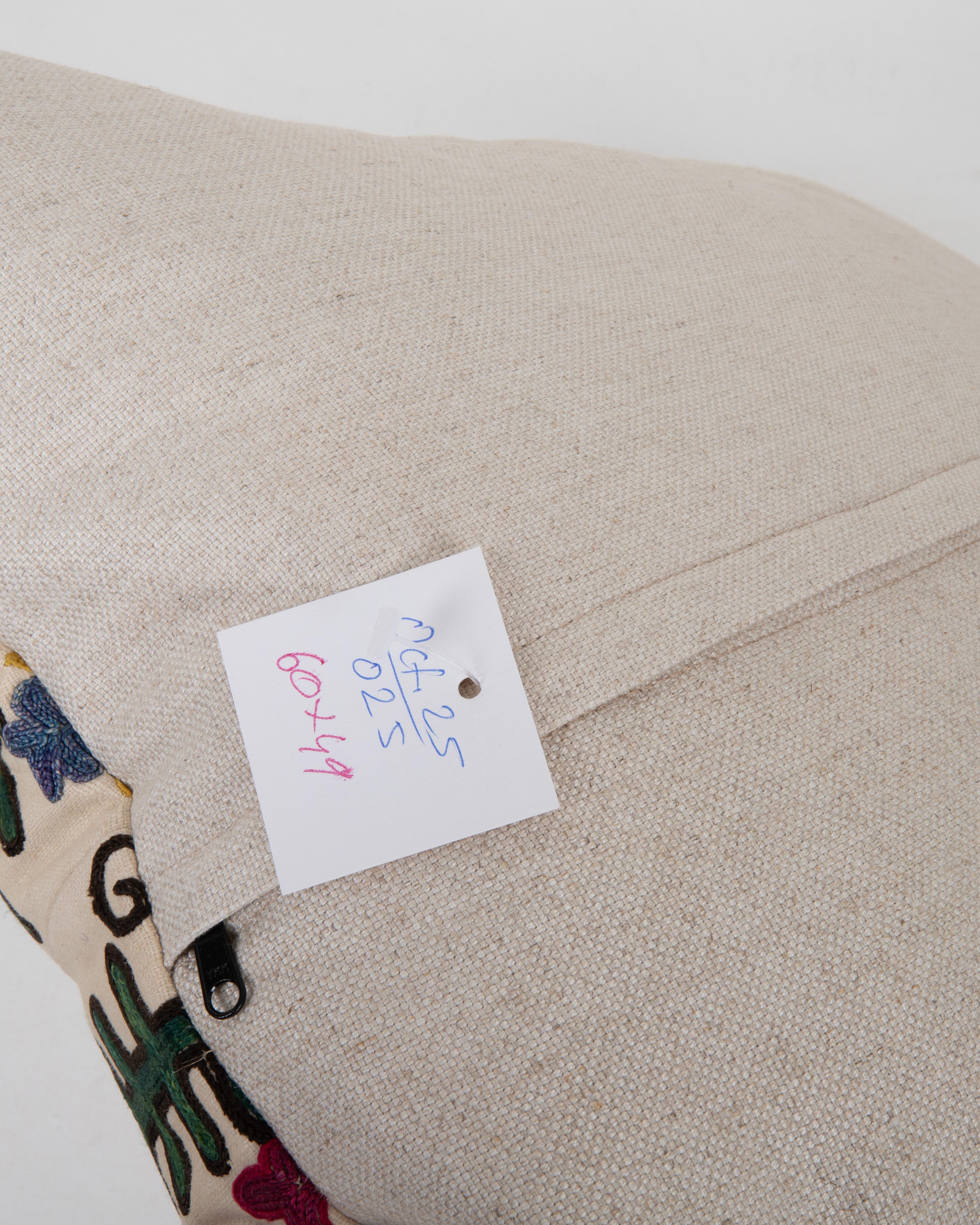 Antique Suzani Pillow Made from a 19th C. Bukhara suzani For Sale 2