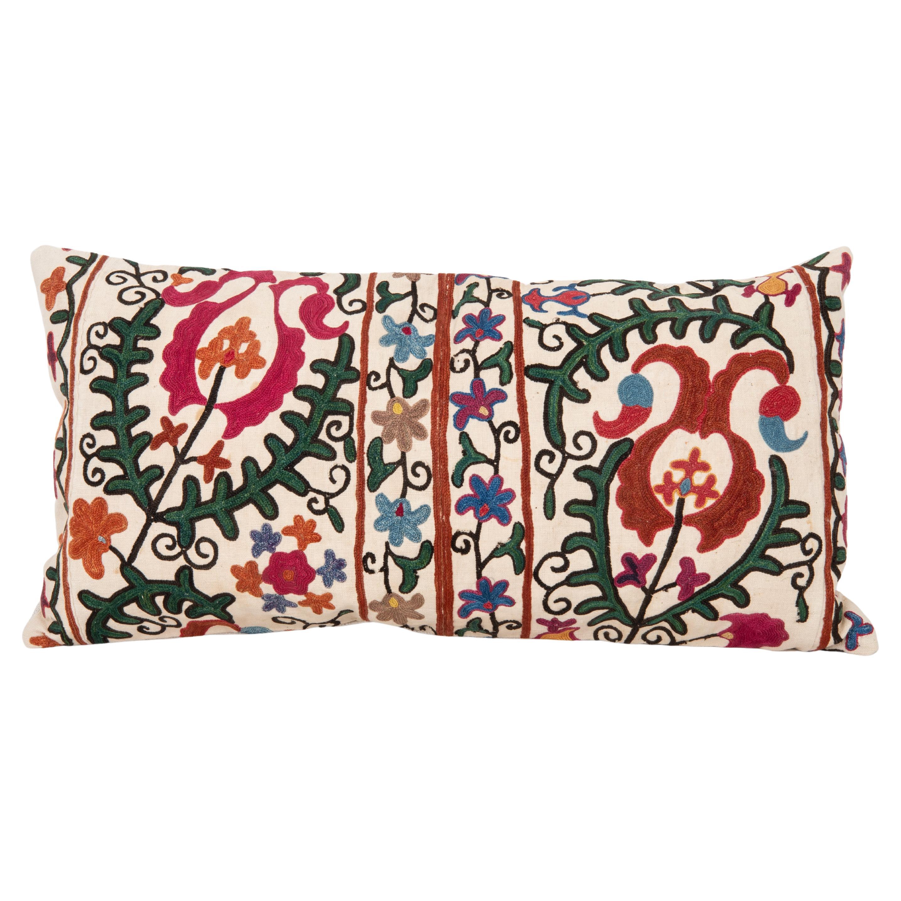 Antique Suzani Pillow Made from a 19th C. Bukhara suzani For Sale