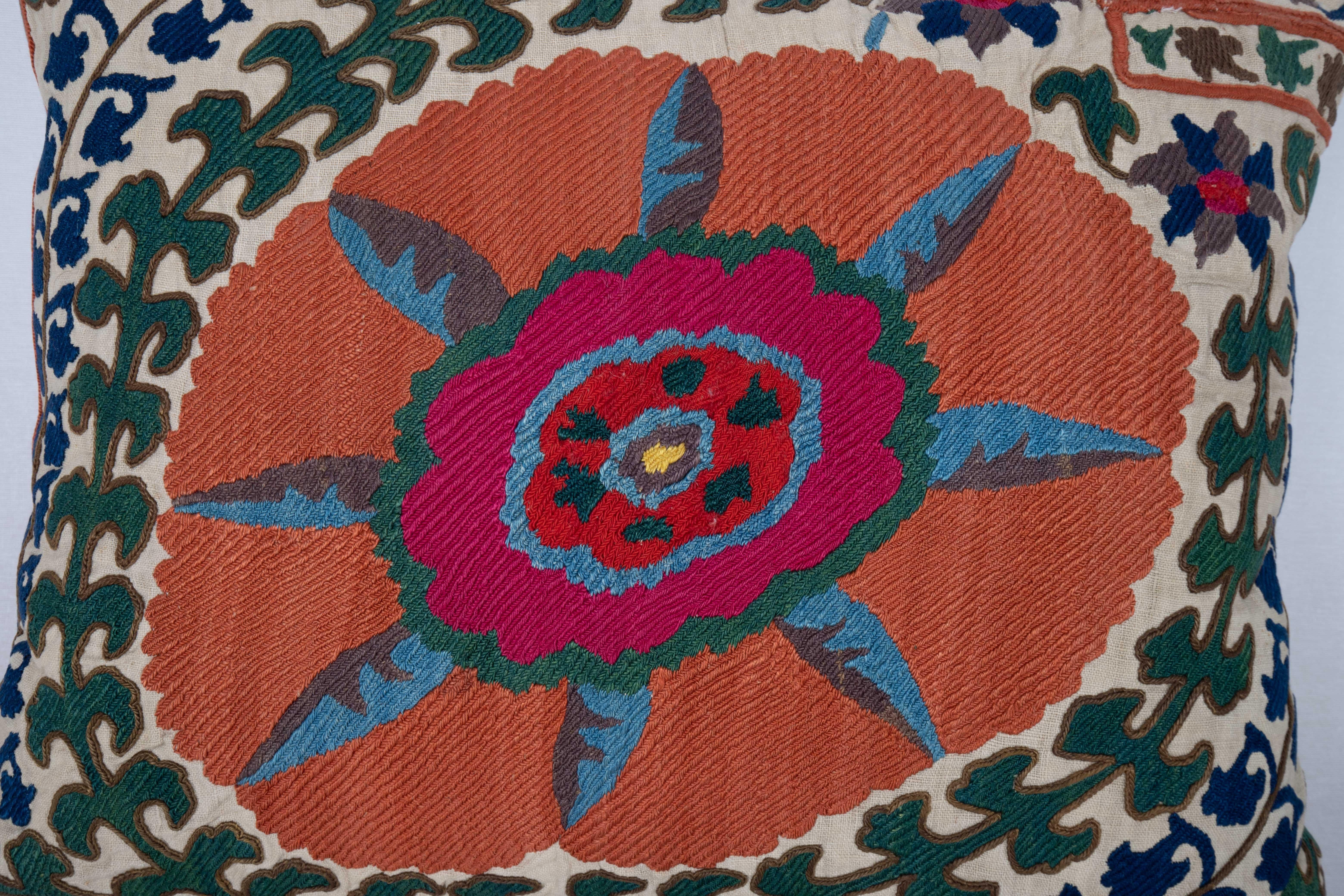 Embroidered Antique Suzani Pillowcase, 19th C.