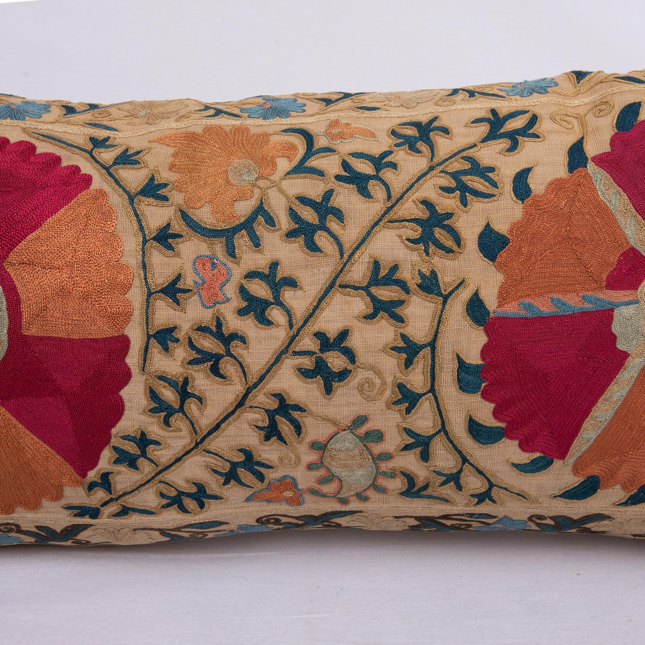 Uzbek Antique Suzani Pillowcase / Cushion Cover Made from a Mid 19th c Suzani