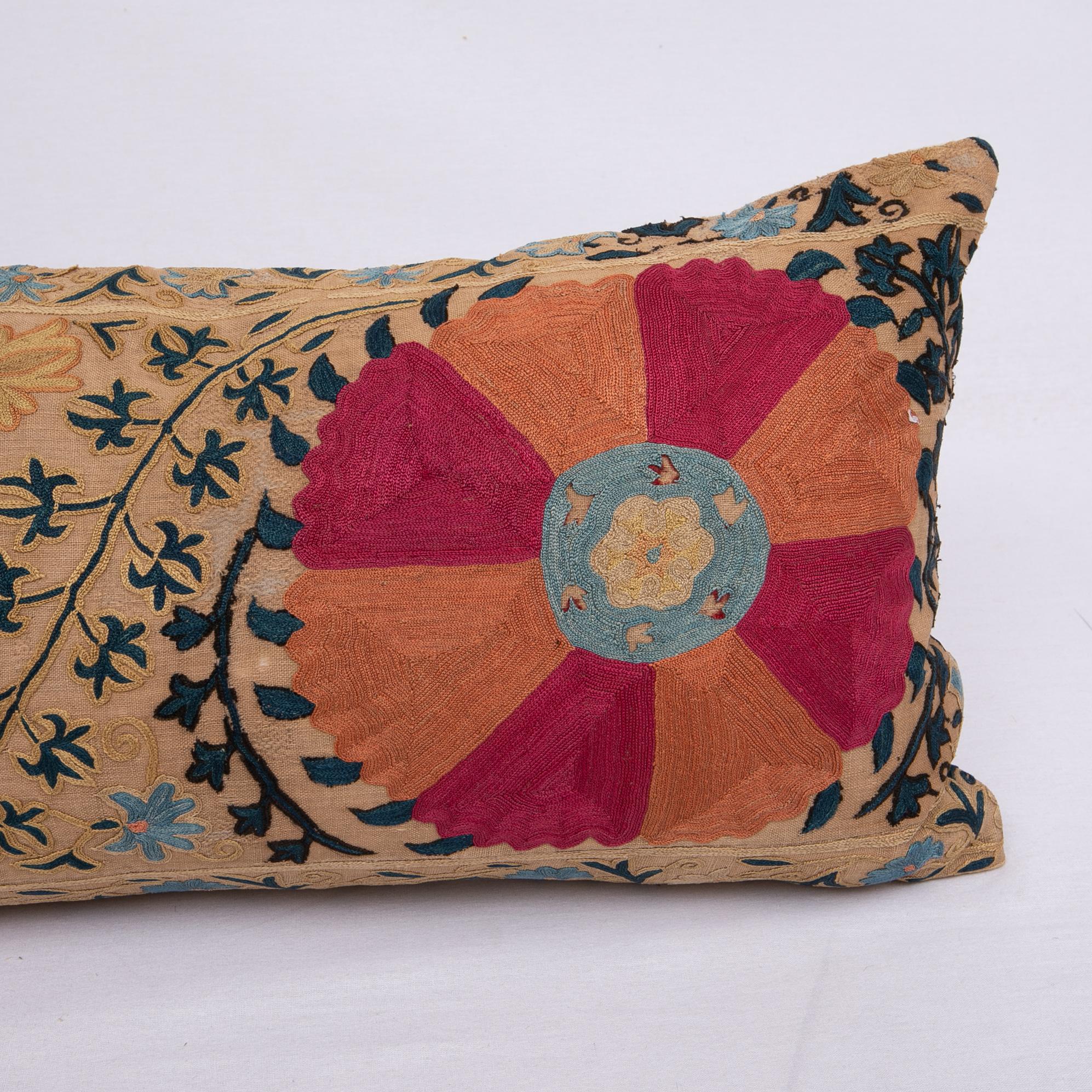 Antique Suzani Pillowcase / Cushion Cover Made from a Mid 19th c Suzani In Good Condition In Istanbul, TR