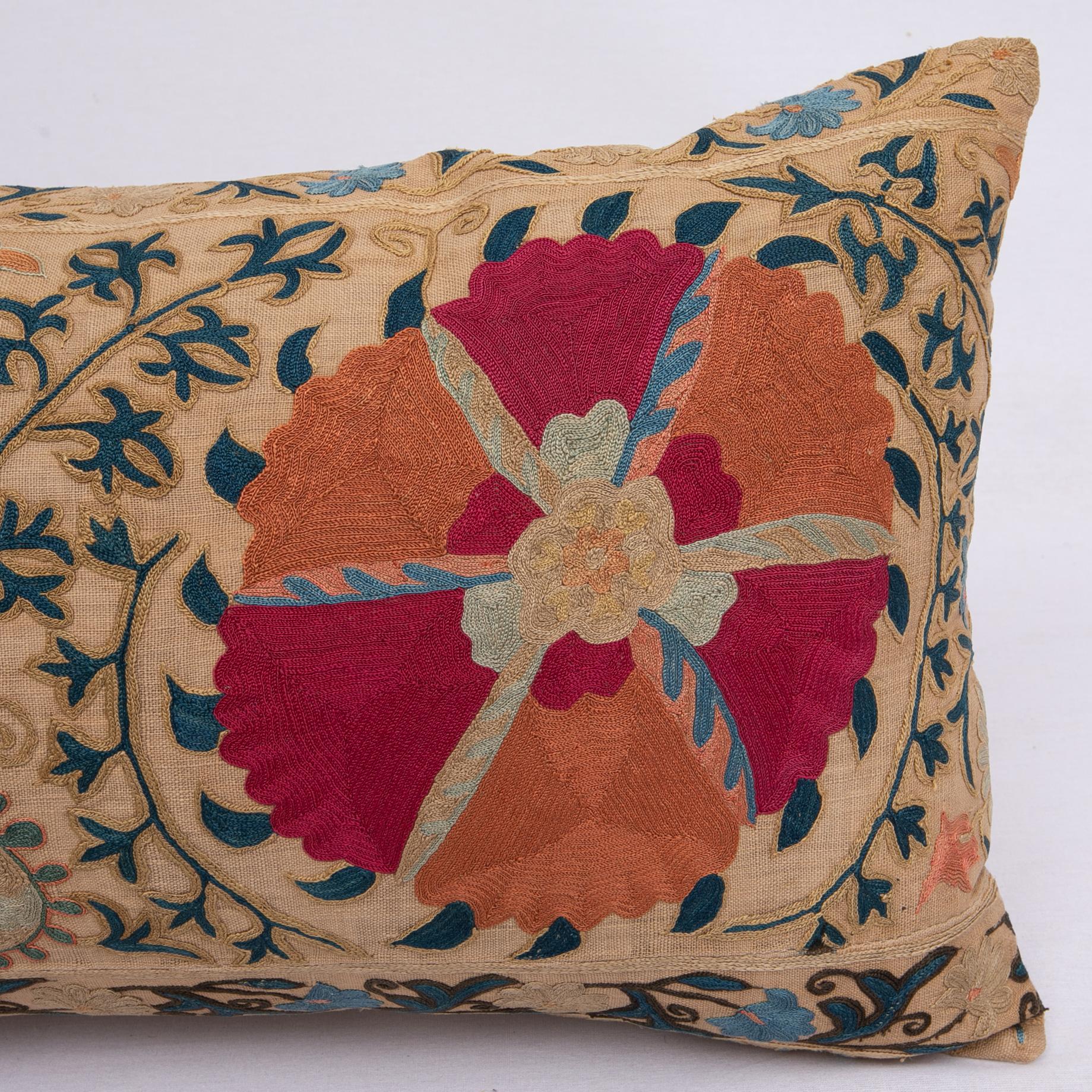 Embroidered Antique Suzani Pillowcase / Cushion Cover Made from a Mid 19th c Suzani