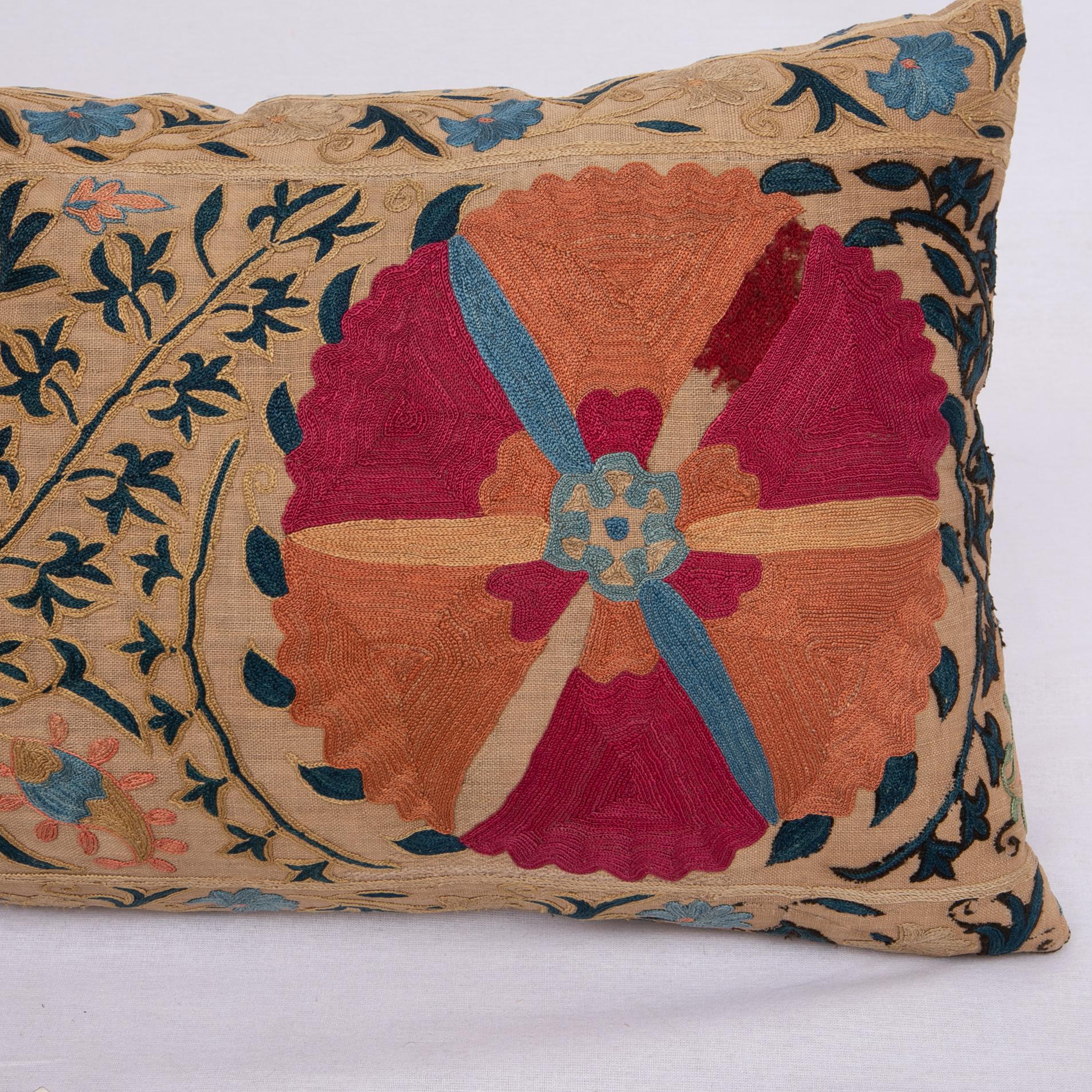 Embroidered Antique Suzani Pillowcase / Cushion Cover Made from a Mid 19th c Suzani