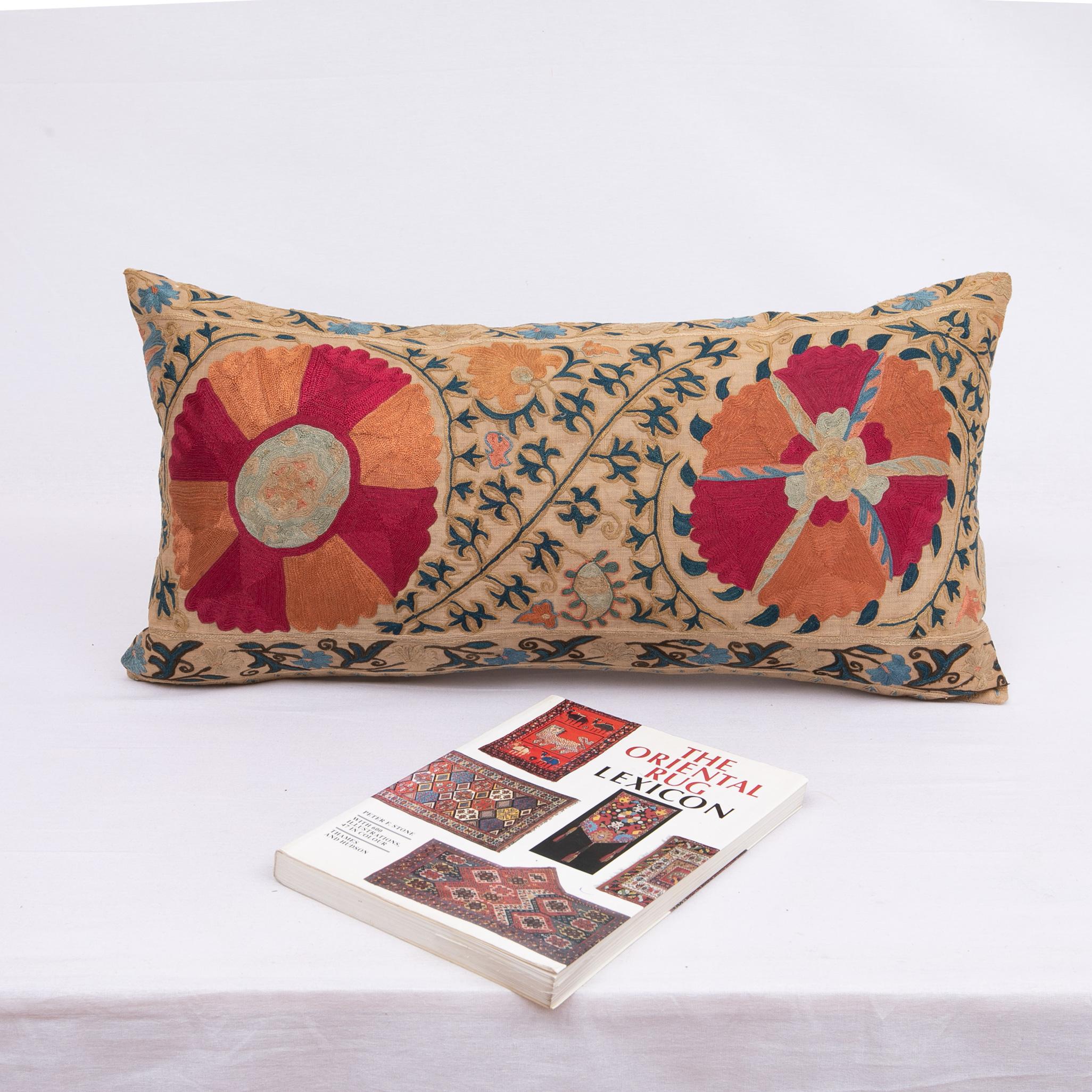 Antique Suzani Pillowcase / Cushion Cover Made from a Mid 19th c Suzani In Good Condition In Istanbul, TR