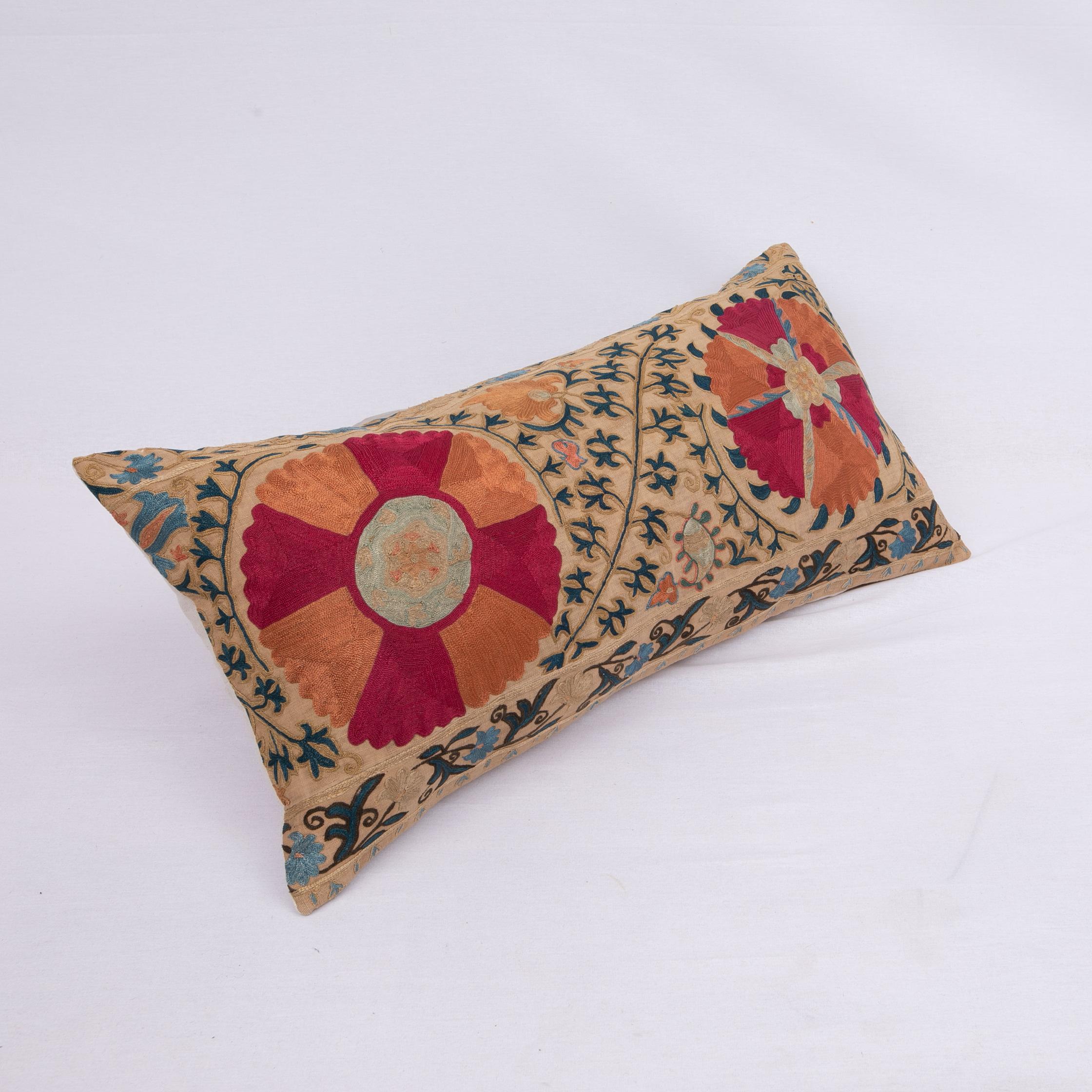 Silk Antique Suzani Pillowcase / Cushion Cover Made from a Mid 19th c Suzani