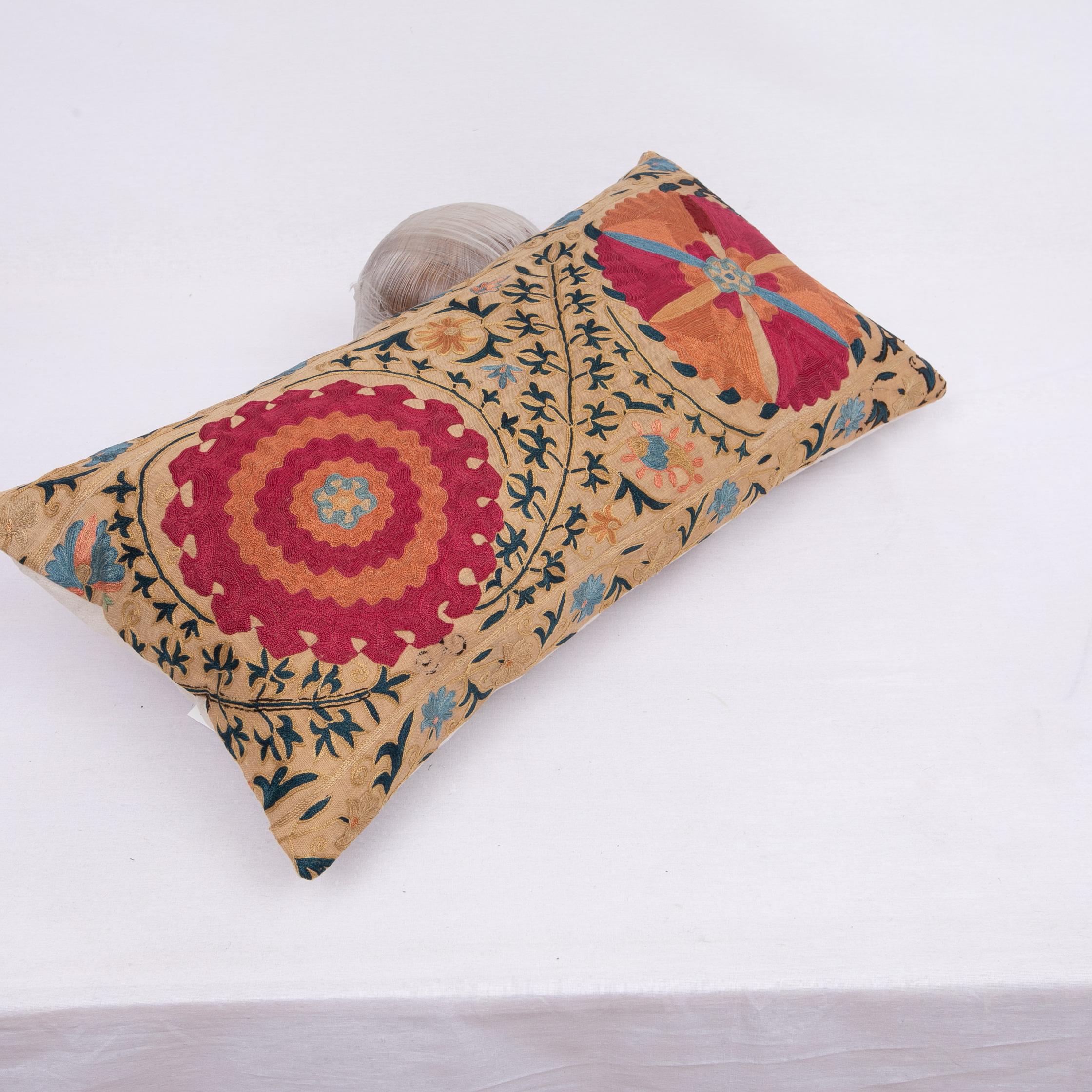 Silk Antique Suzani Pillowcase / Cushion Cover Made from a Mid 19th c Suzani