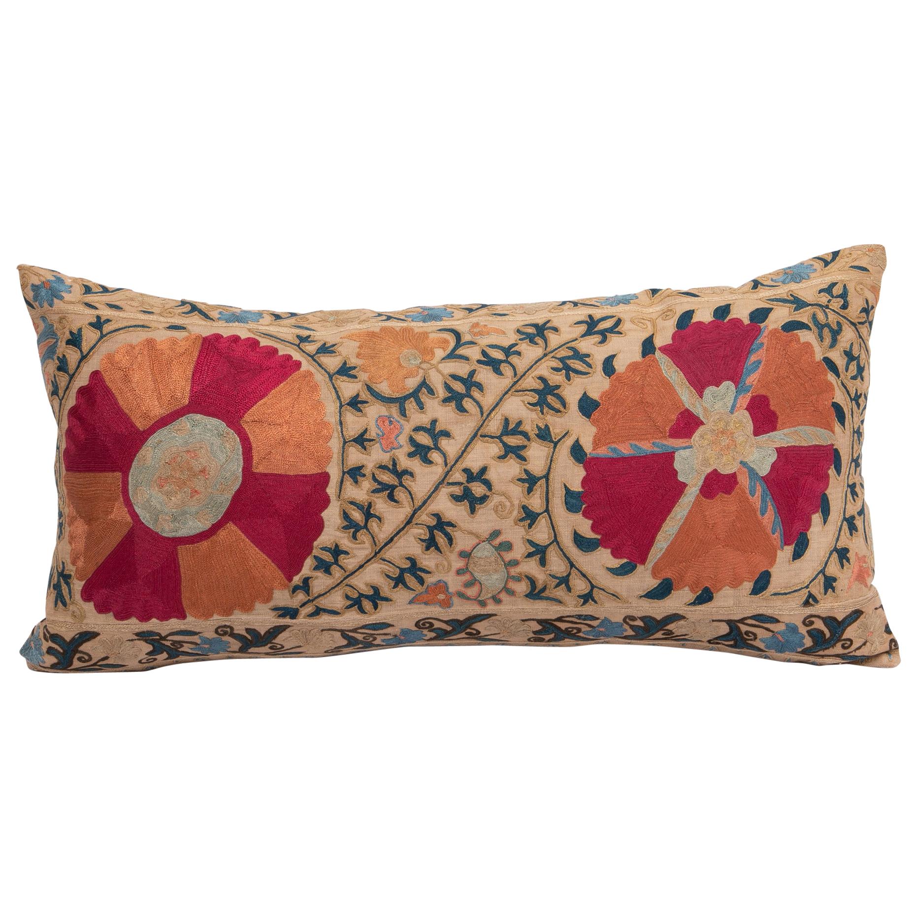 Antique Suzani Pillowcase / Cushion Cover Made from a Mid 19th c Suzani