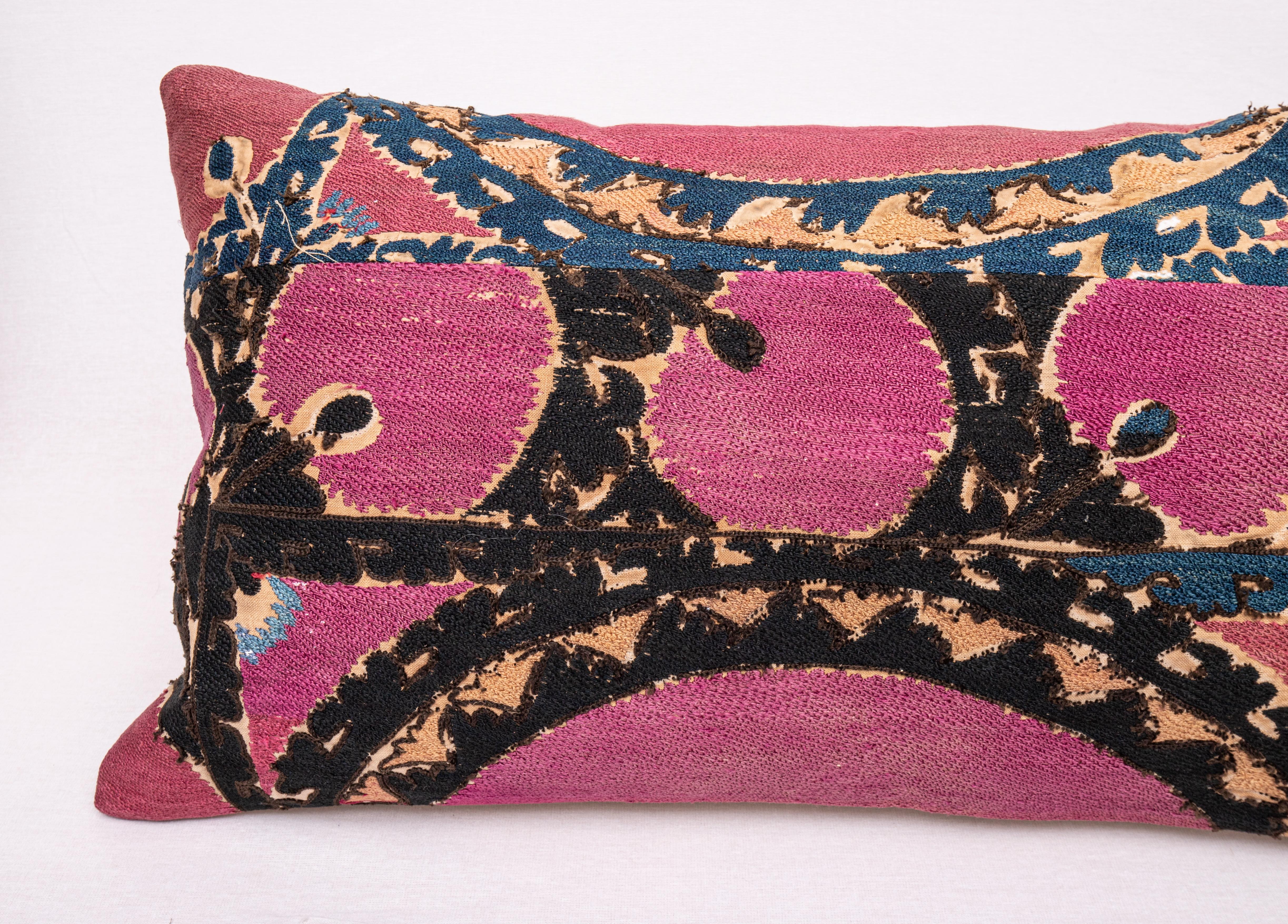 Uzbek Antique Suzani Pillowcase Made from a late 19th C. Tashkent Suzani Fragment