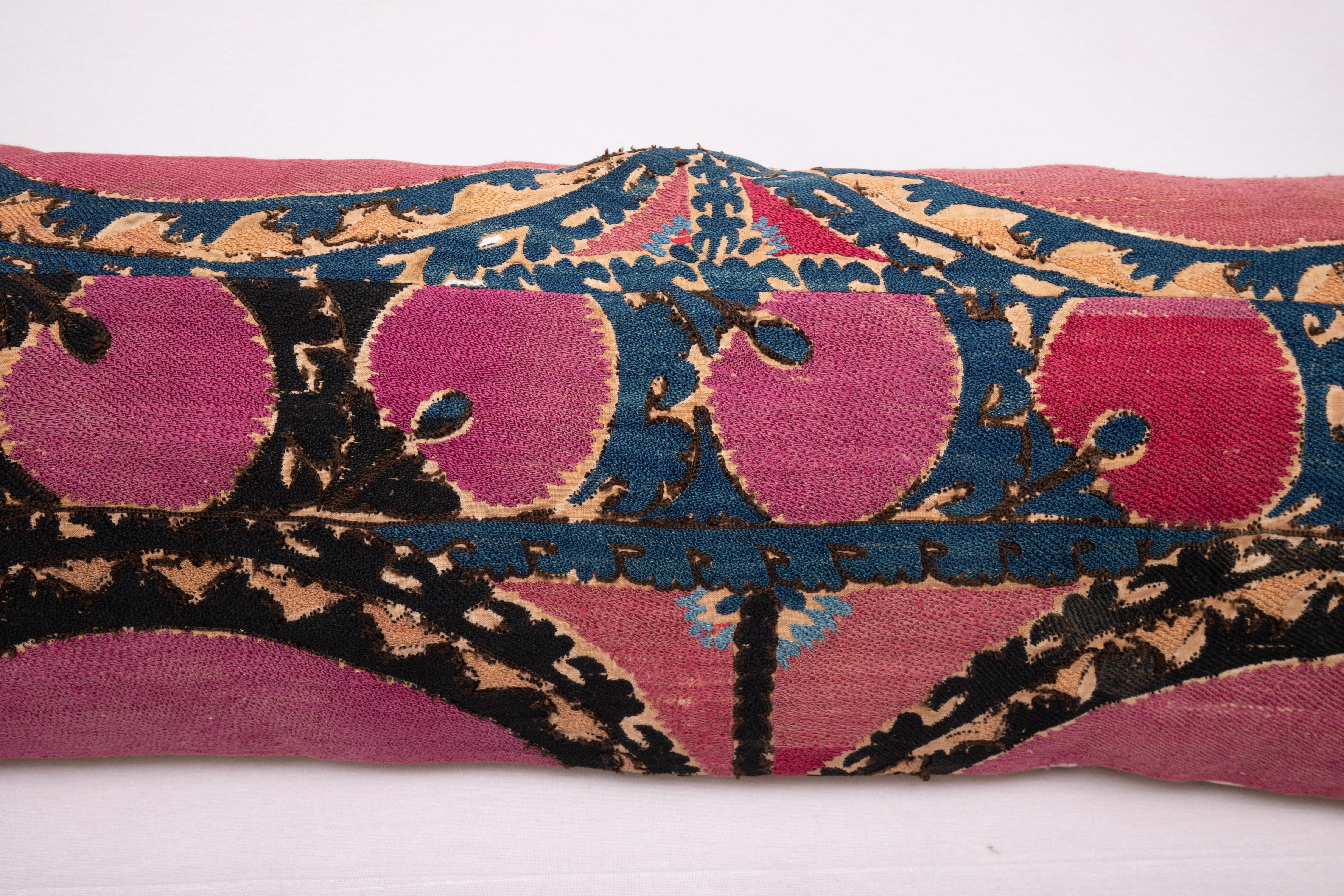 Embroidered Antique Suzani Pillowcase Made from a late 19th C. Tashkent Suzani Fragment