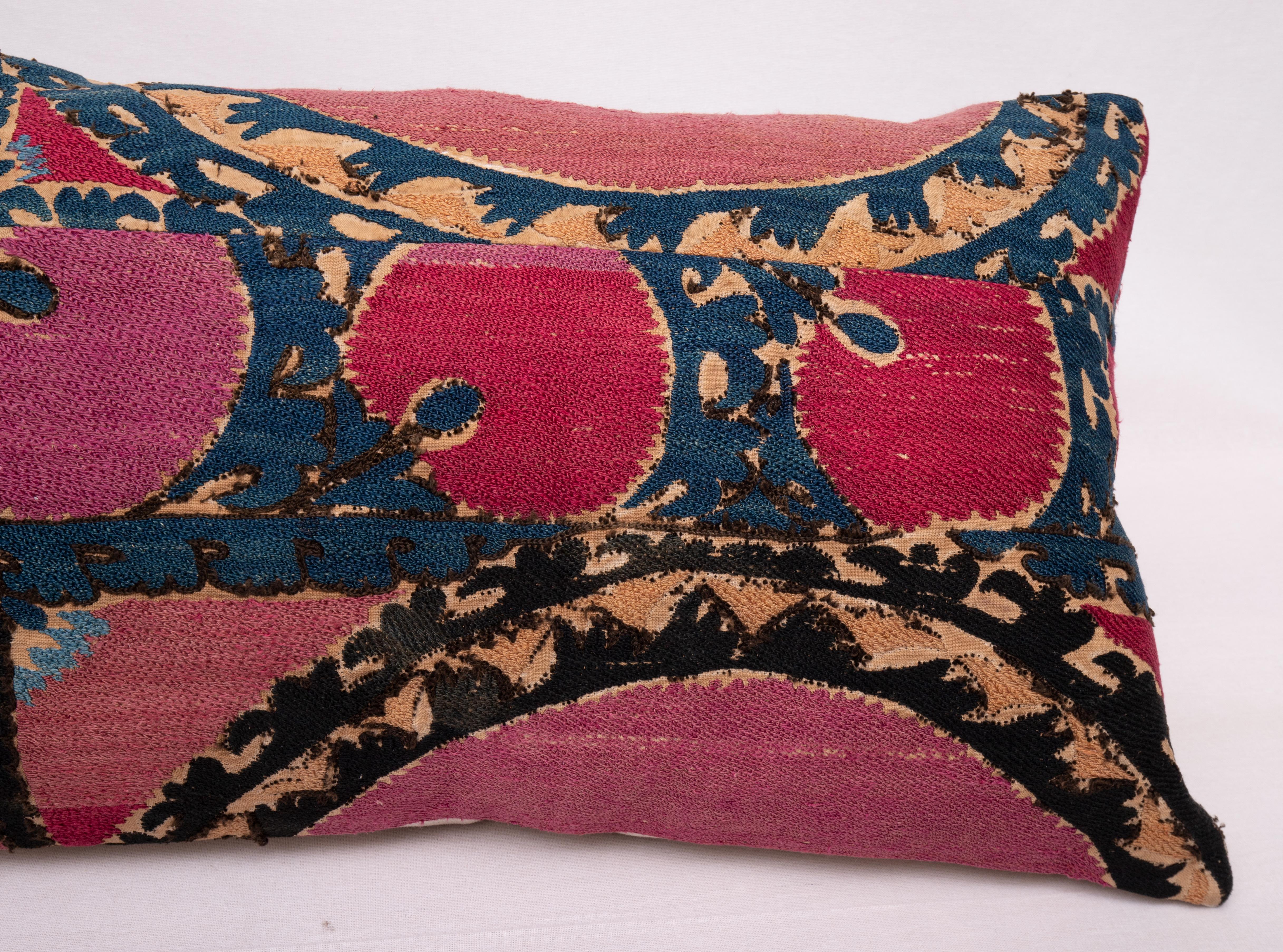 Antique Suzani Pillowcase Made from a late 19th C. Tashkent Suzani Fragment In Good Condition In Istanbul, TR