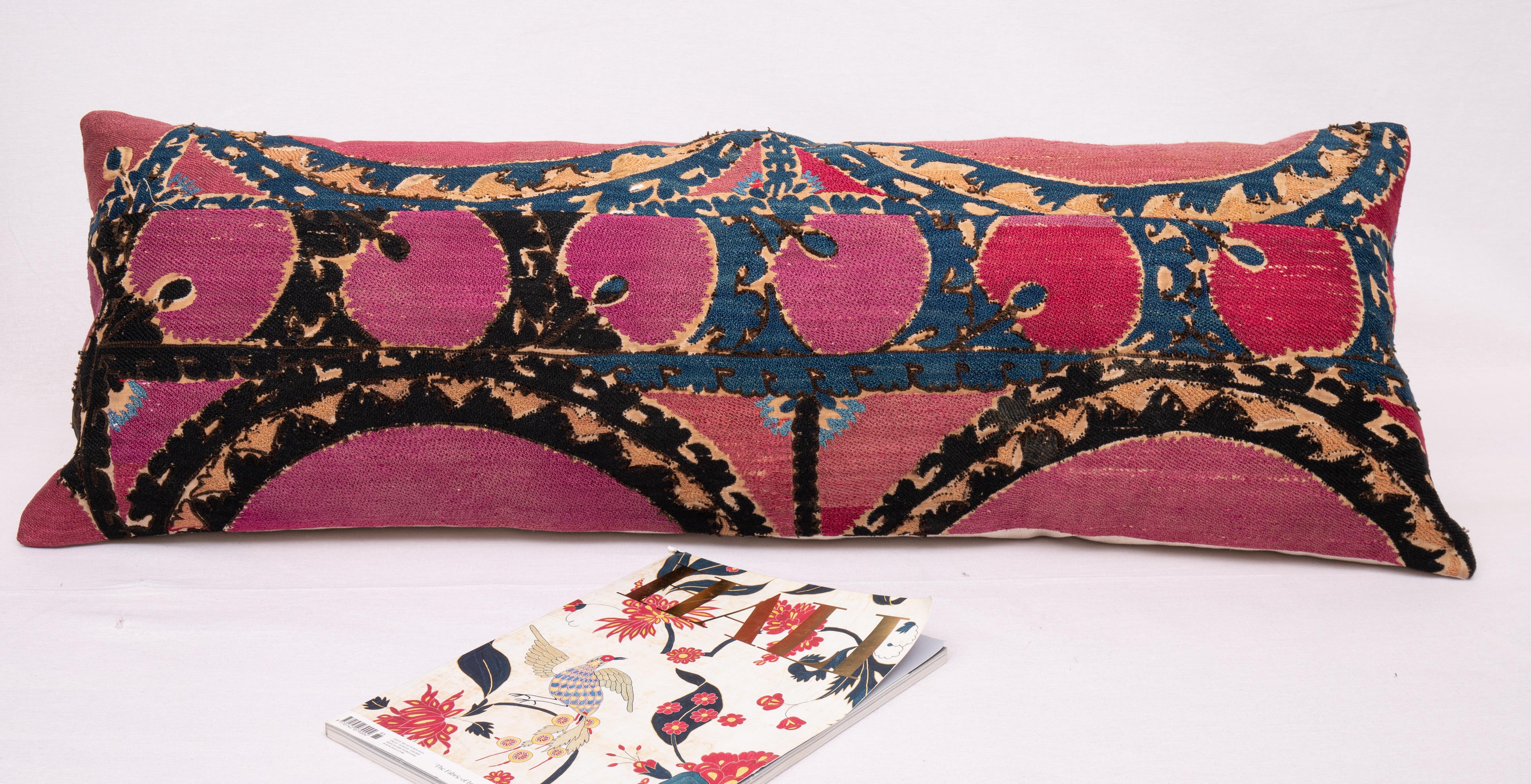 19th Century Antique Suzani Pillowcase Made from a late 19th C. Tashkent Suzani Fragment