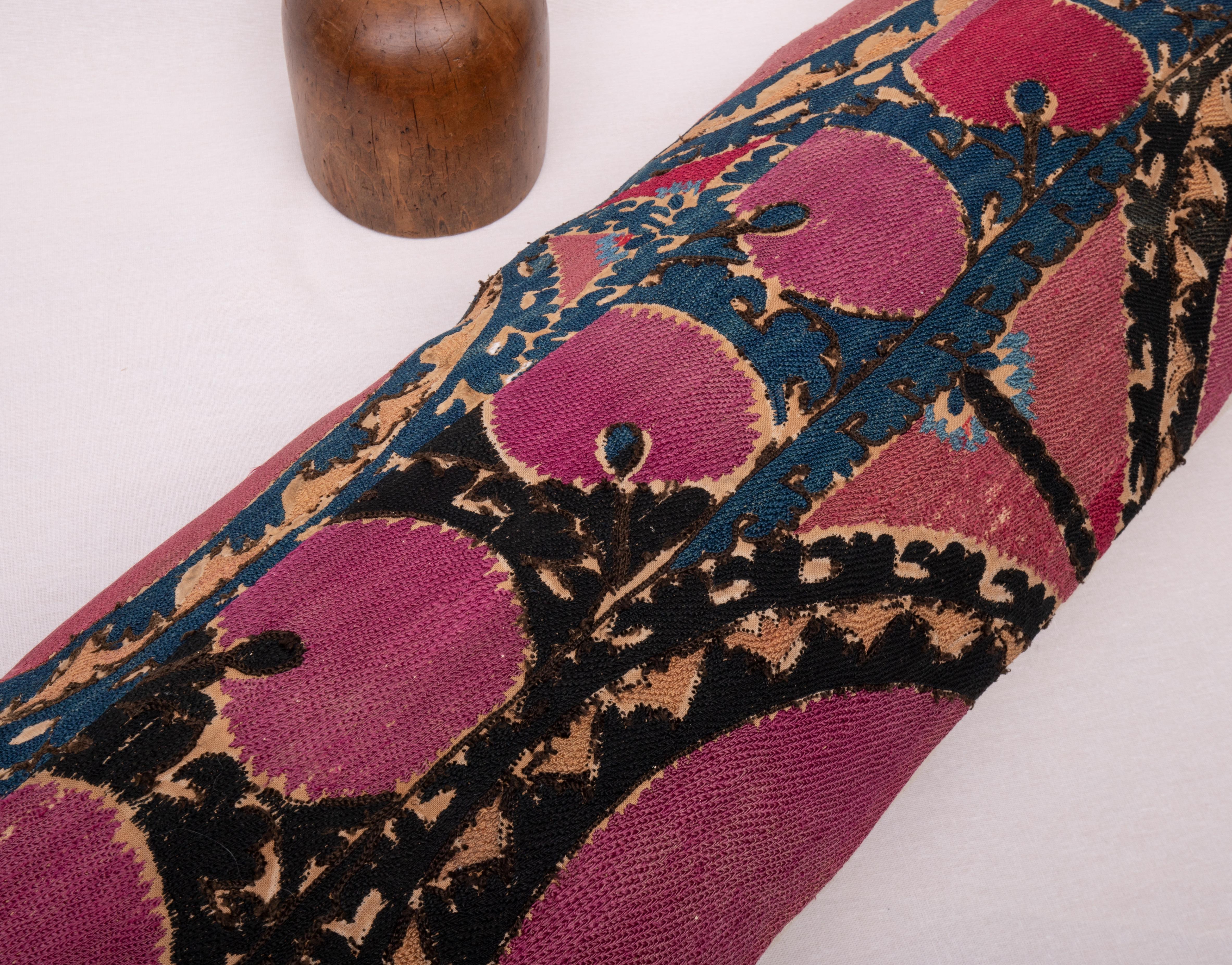 Silk Antique Suzani Pillowcase Made from a late 19th C. Tashkent Suzani Fragment