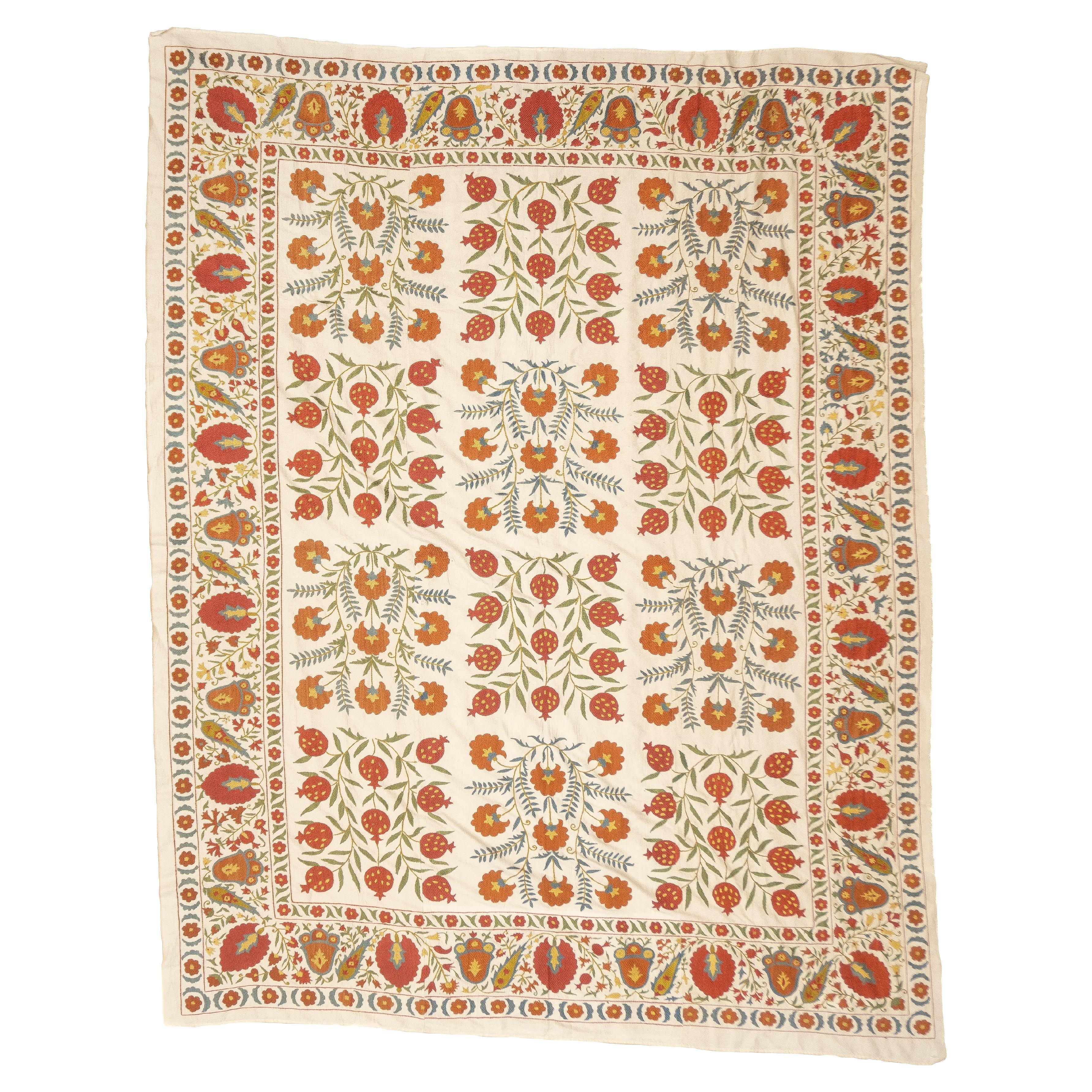 Antique Suzani Rug 6'2" x 7'11