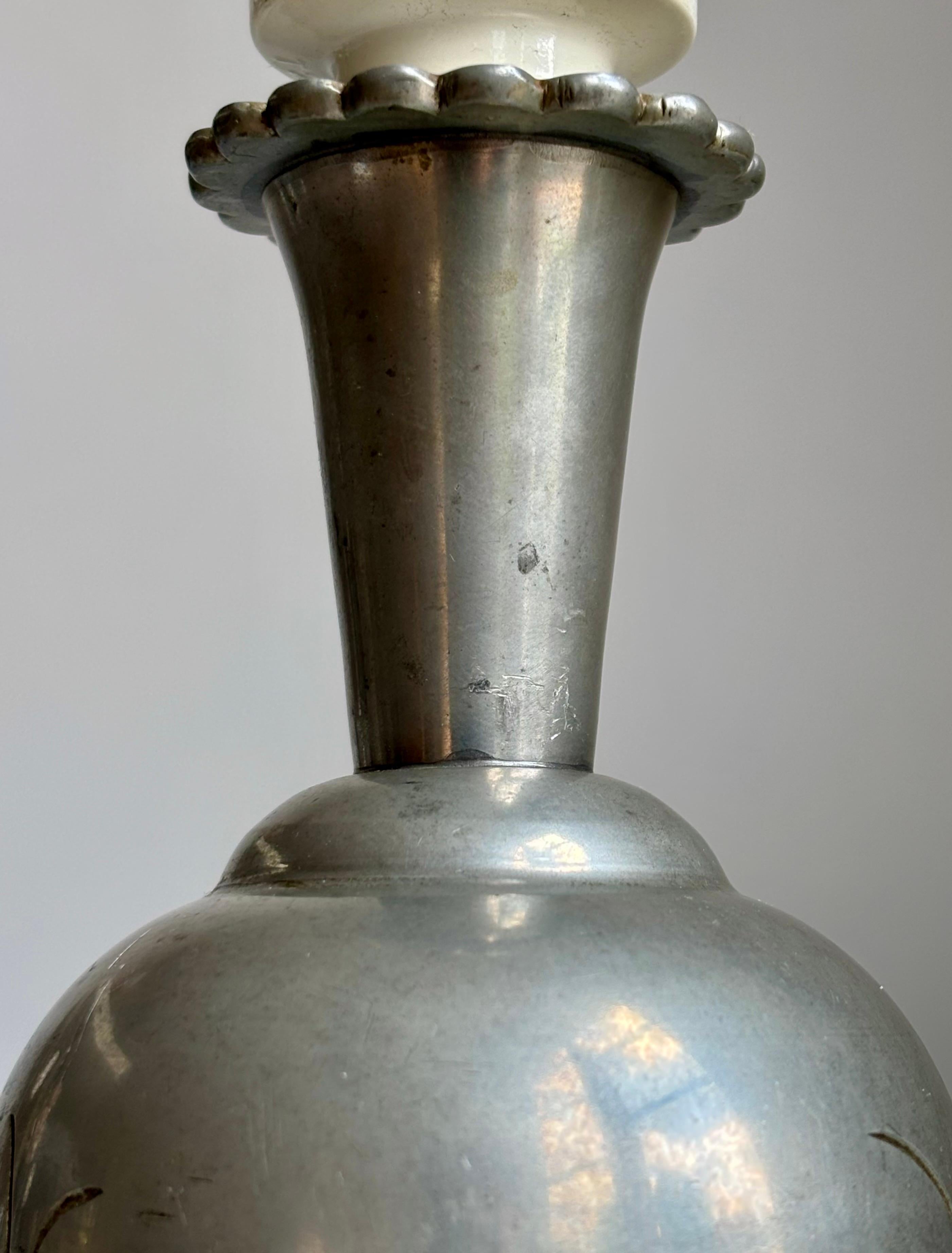 Art Deco Antique Svenskt Tenn Pewter Lamp, 1930s For Sale