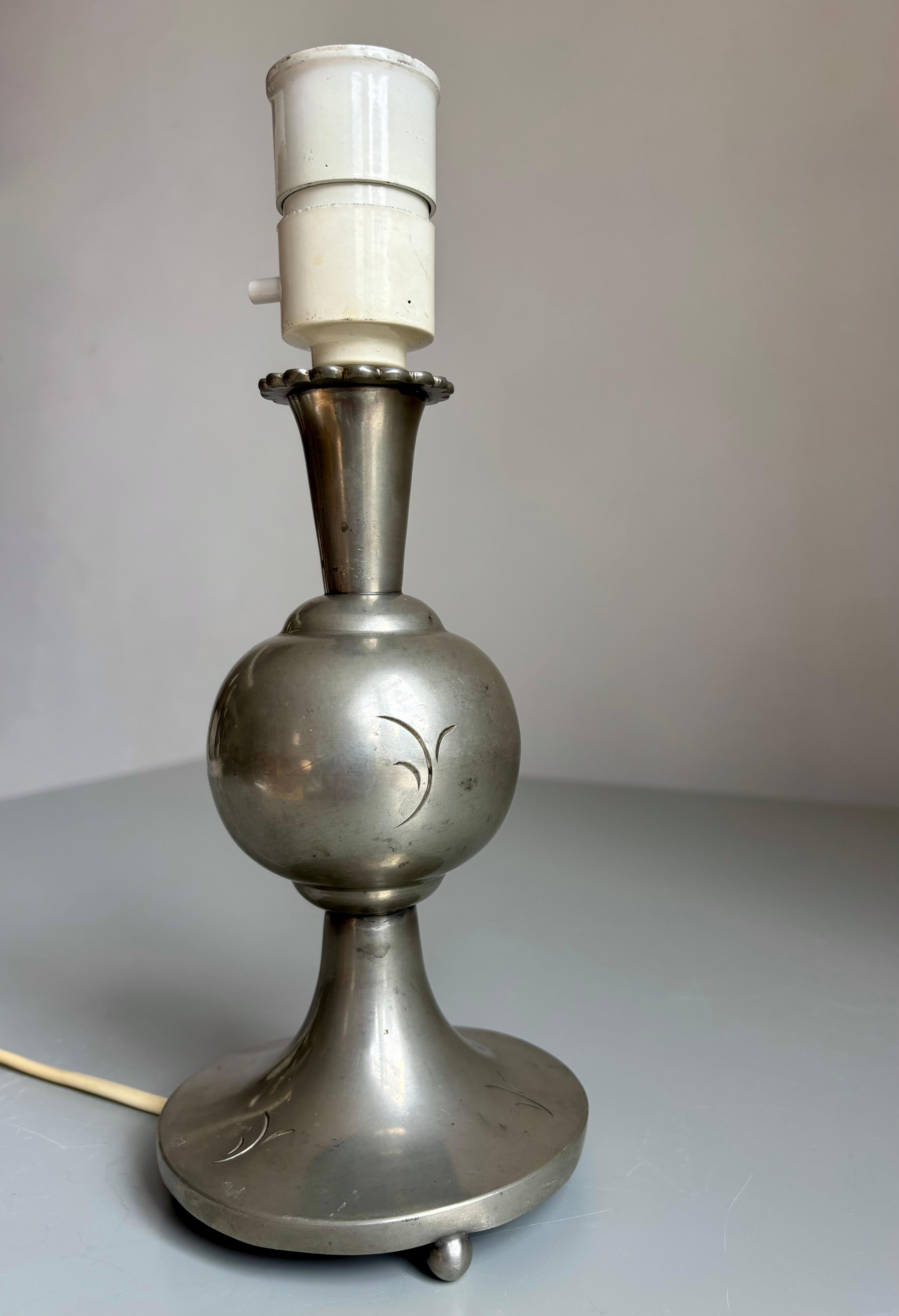 Swedish Antique Svenskt Tenn Pewter Lamp, 1930s For Sale