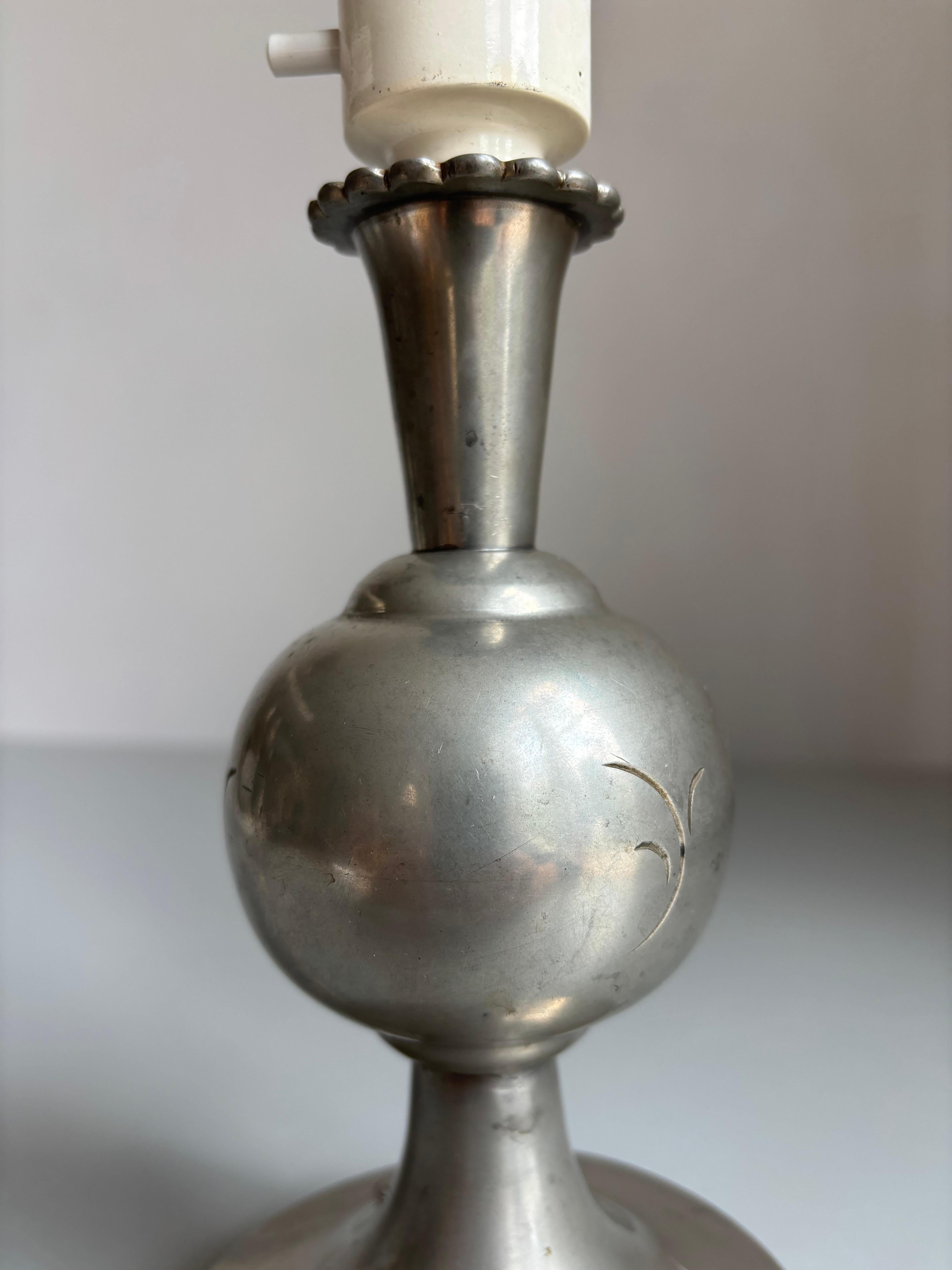 Antique Svenskt Tenn Pewter Lamp, 1930s In Good Condition For Sale In Copenhagen, DK