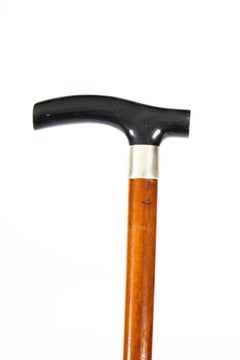 Antique Swaine Adeney Brigg Horn Handled Walking Cane Stick Silver Handle 1859