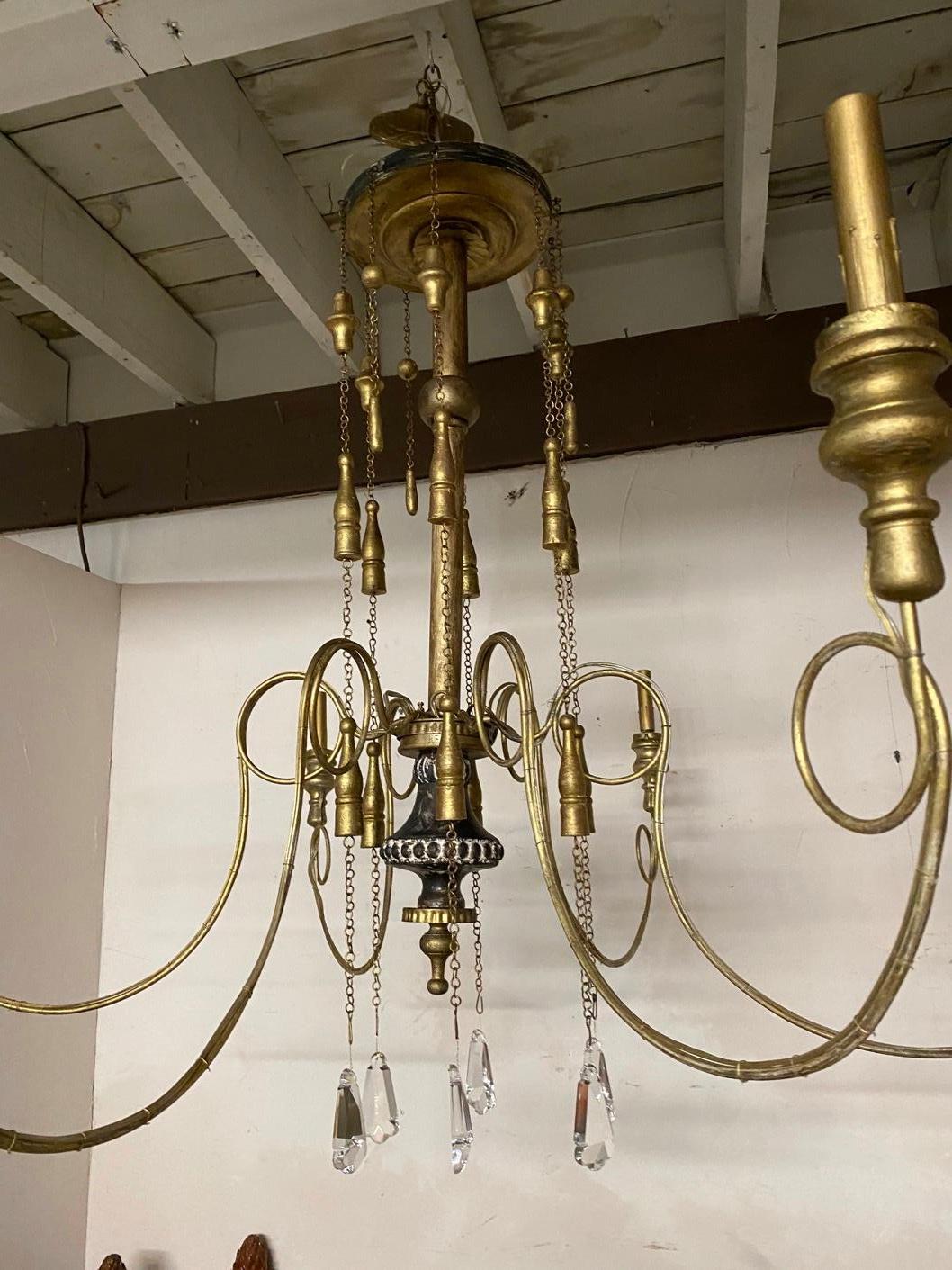 Antique Swedish 6-Arm Chandelier In Good Condition For Sale In Sheffield, MA