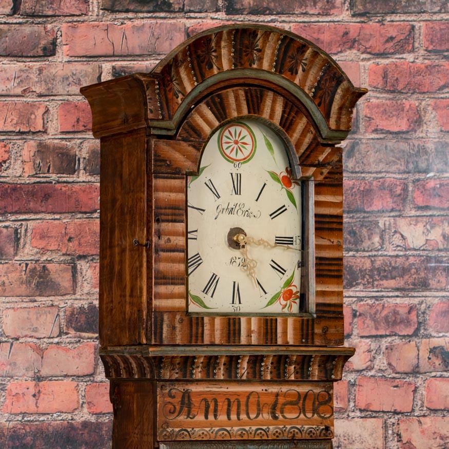Folk Art Antique Swedish Allmoge Painted Grandfather Clock