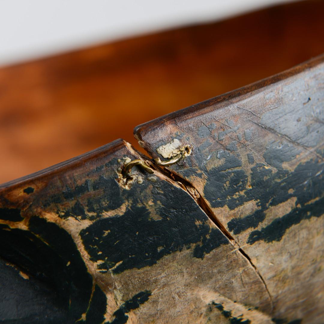 19th Century Antique Swedish Primitive Wooden Bowl – 19th Century, Partially Painted For Sale