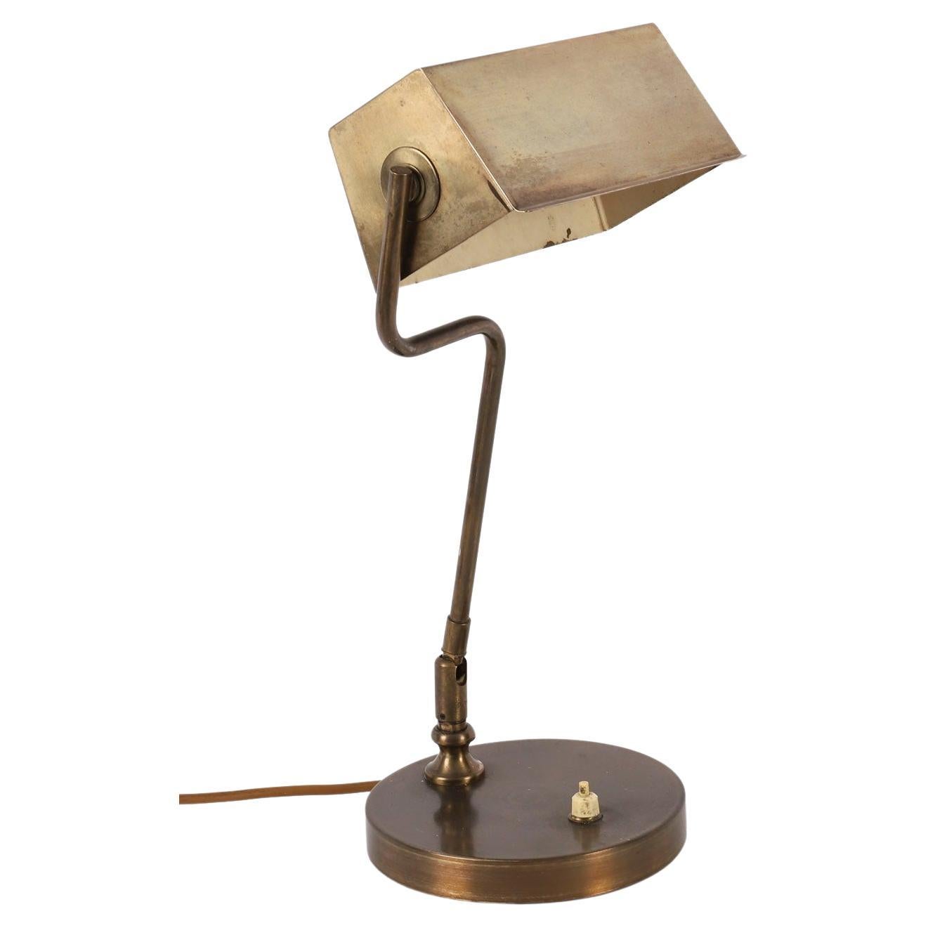 Antique Swedish Art Deco Articulated Brass Bankers Lamp Desk Lamp 20th Century