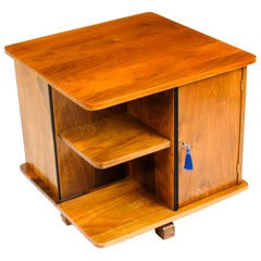 Antique Swedish Art Deco Birch Wood Revolving Bookcase 1920s