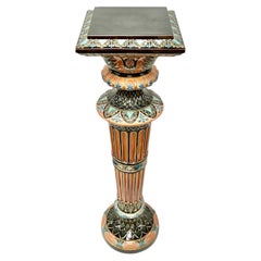 Antique Swedish Art Nouveau Period Glazed Majolica Pedestal from Rorstrand
