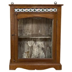 Used Swedish Arts & Crafts Wall Cabinet with Hand-Painted Tiles