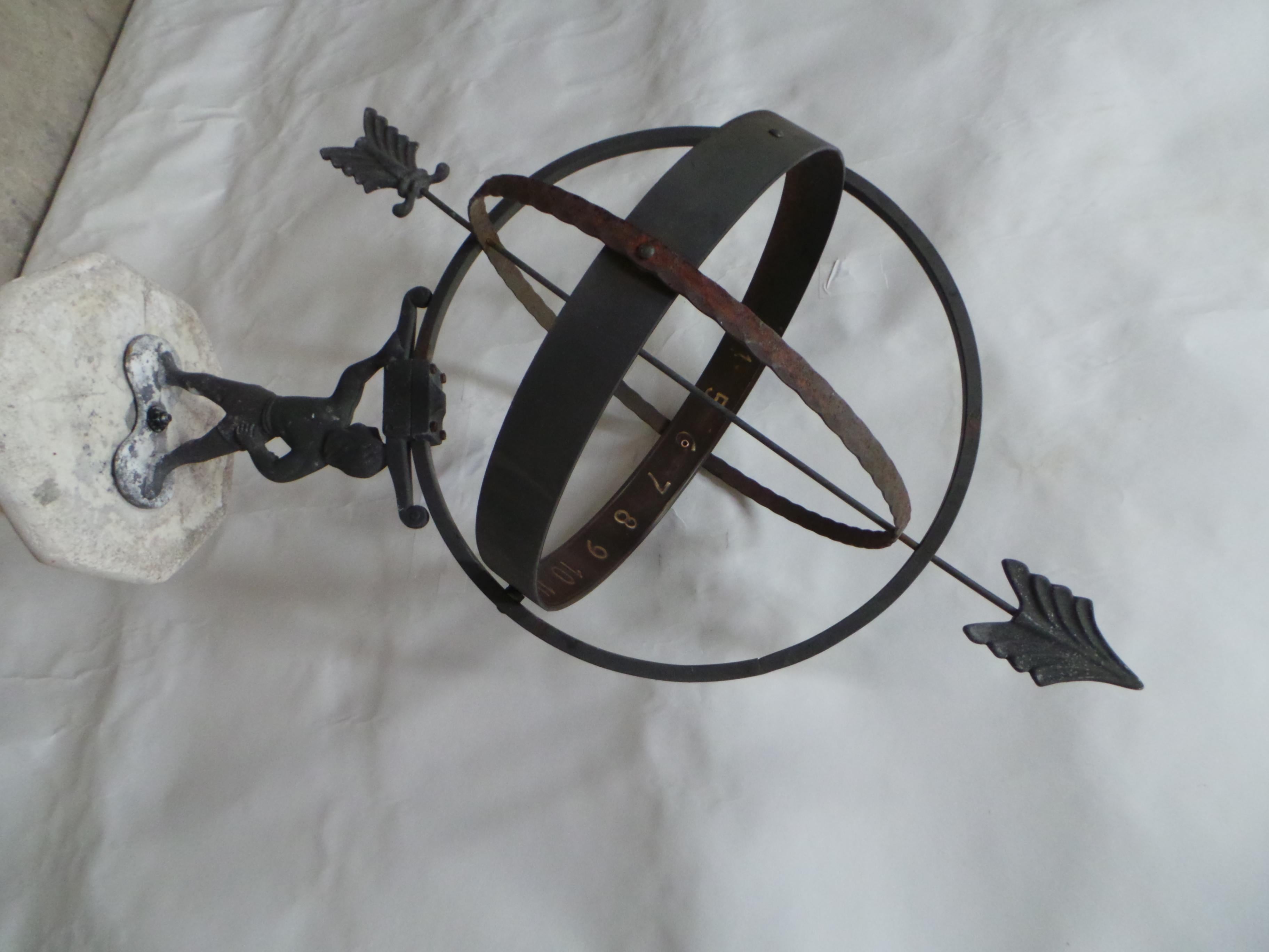 Metal Antique Swedish Atlas Sundial  For Sale