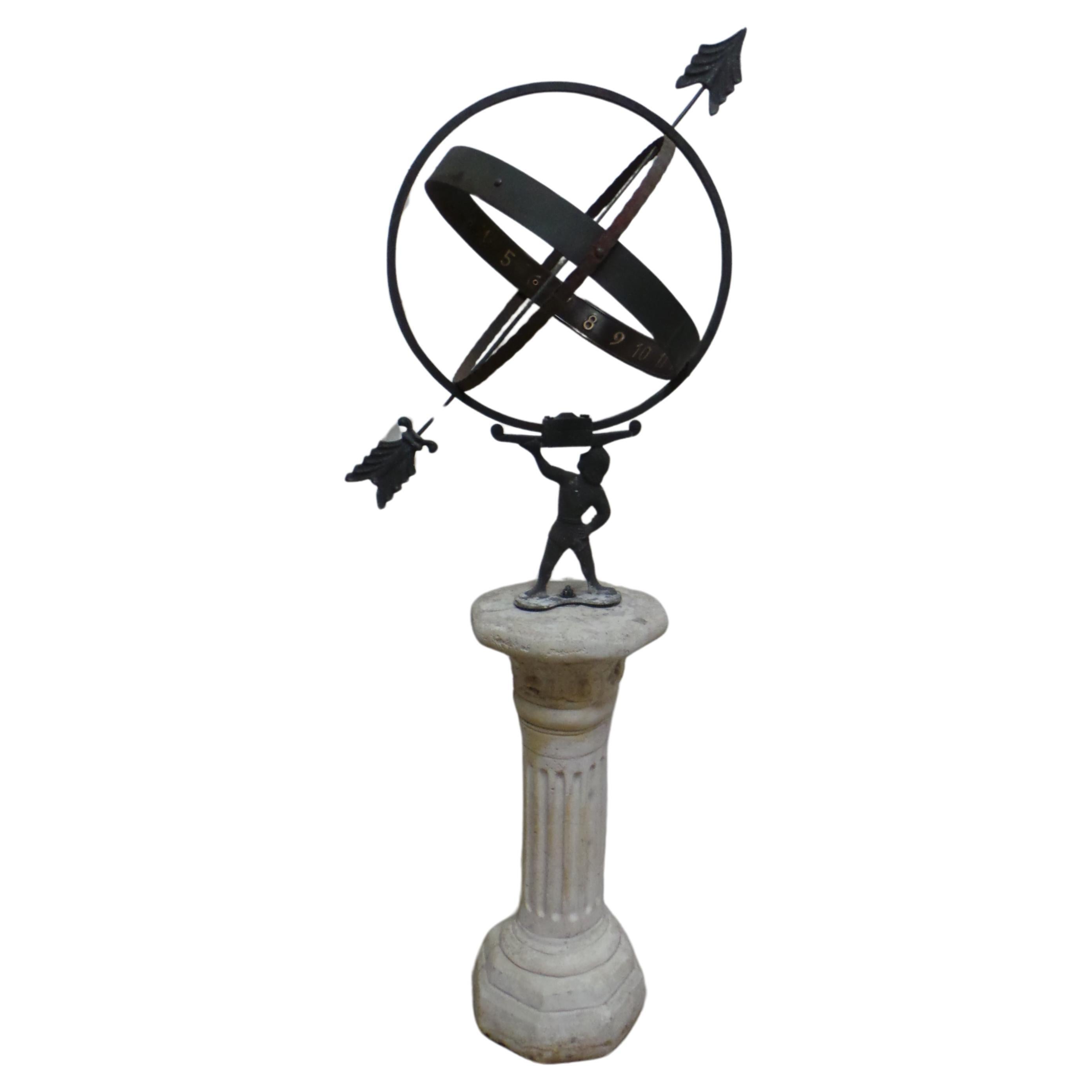 Antiker schwedischer Atlas Sundial, Sundial  im Angebot