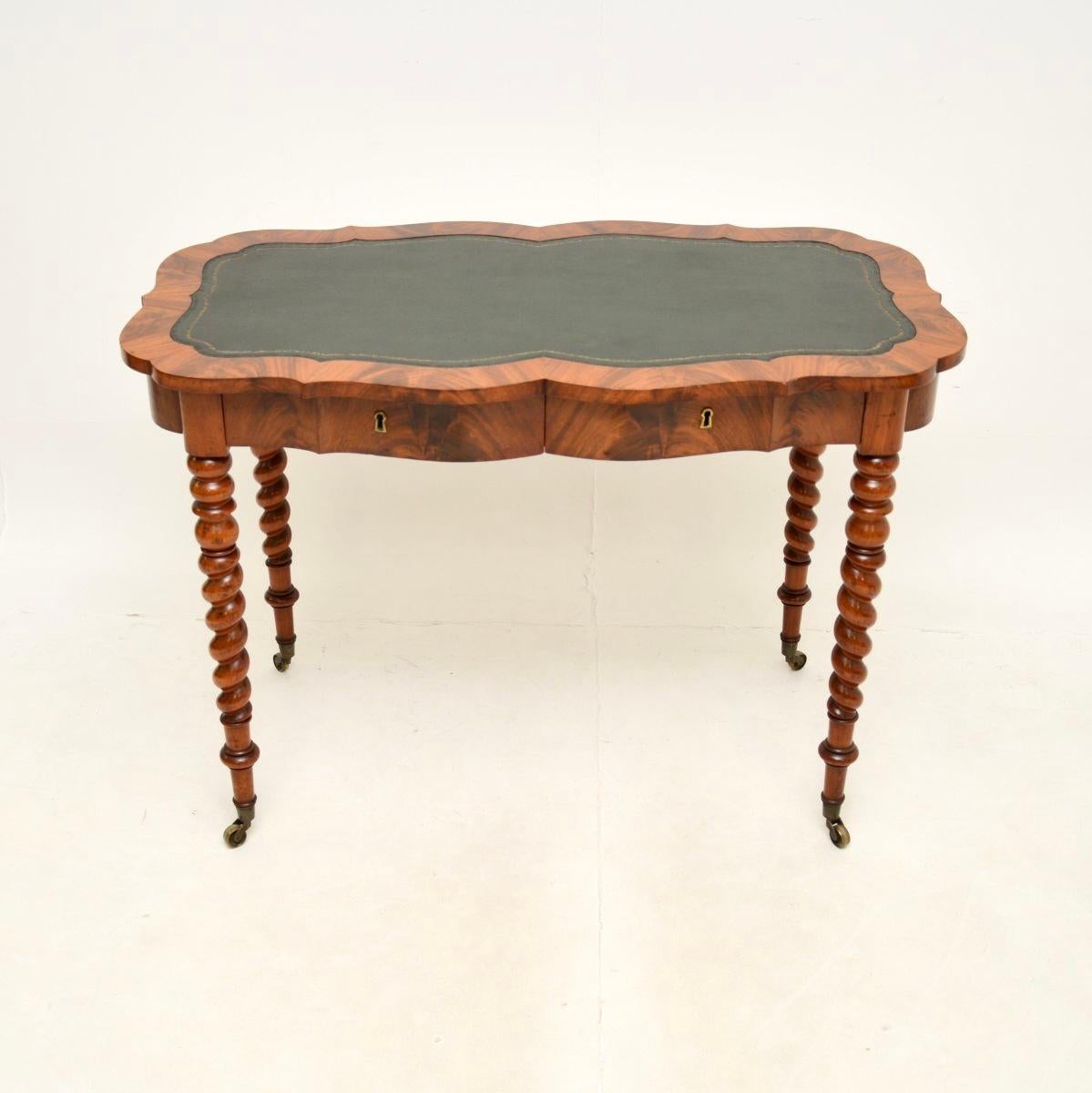 William IV Antique Swedish Barley Twist Leg Desk / Writing Table
