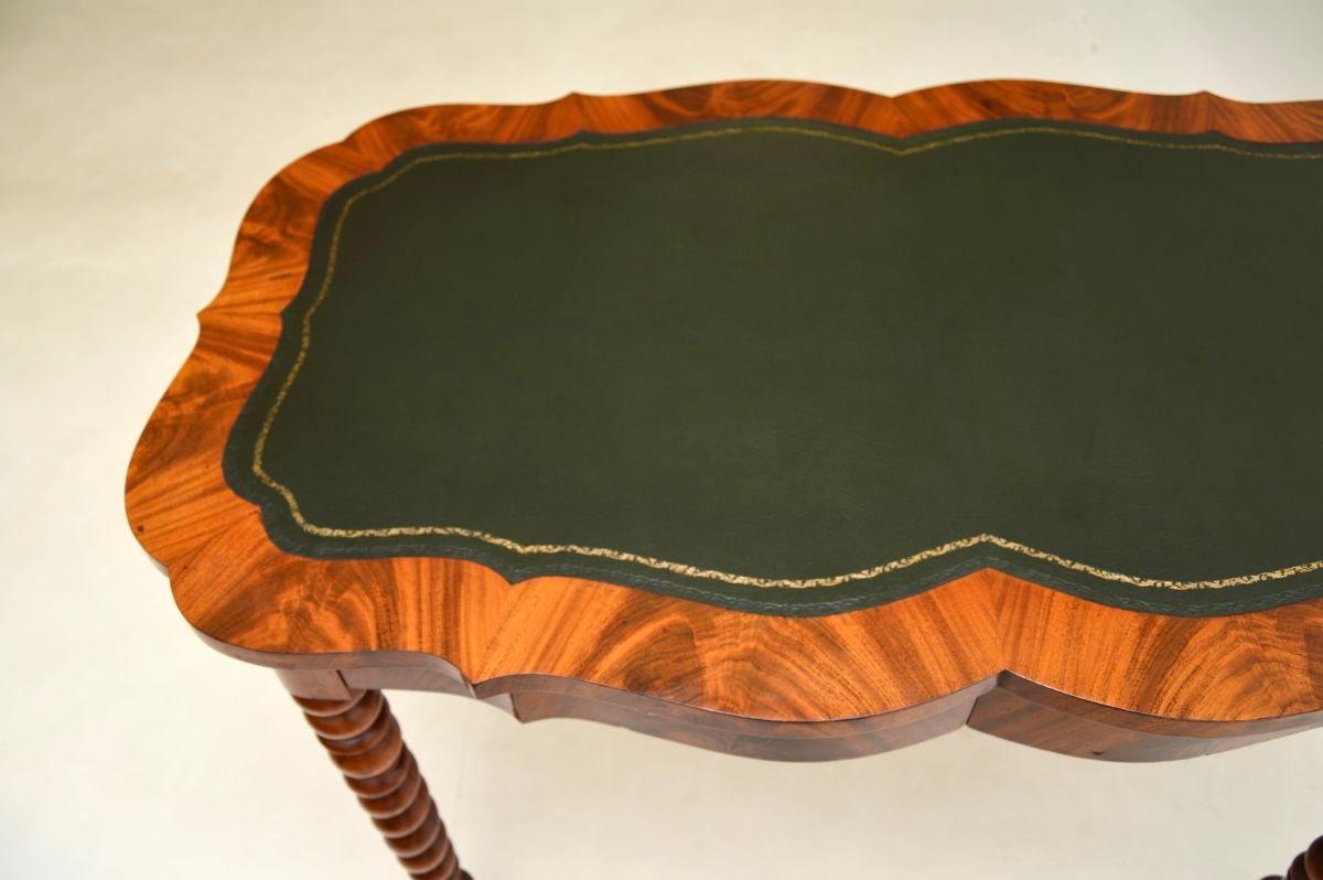 Leather Antique Swedish Barley Twist Leg Desk / Writing Table