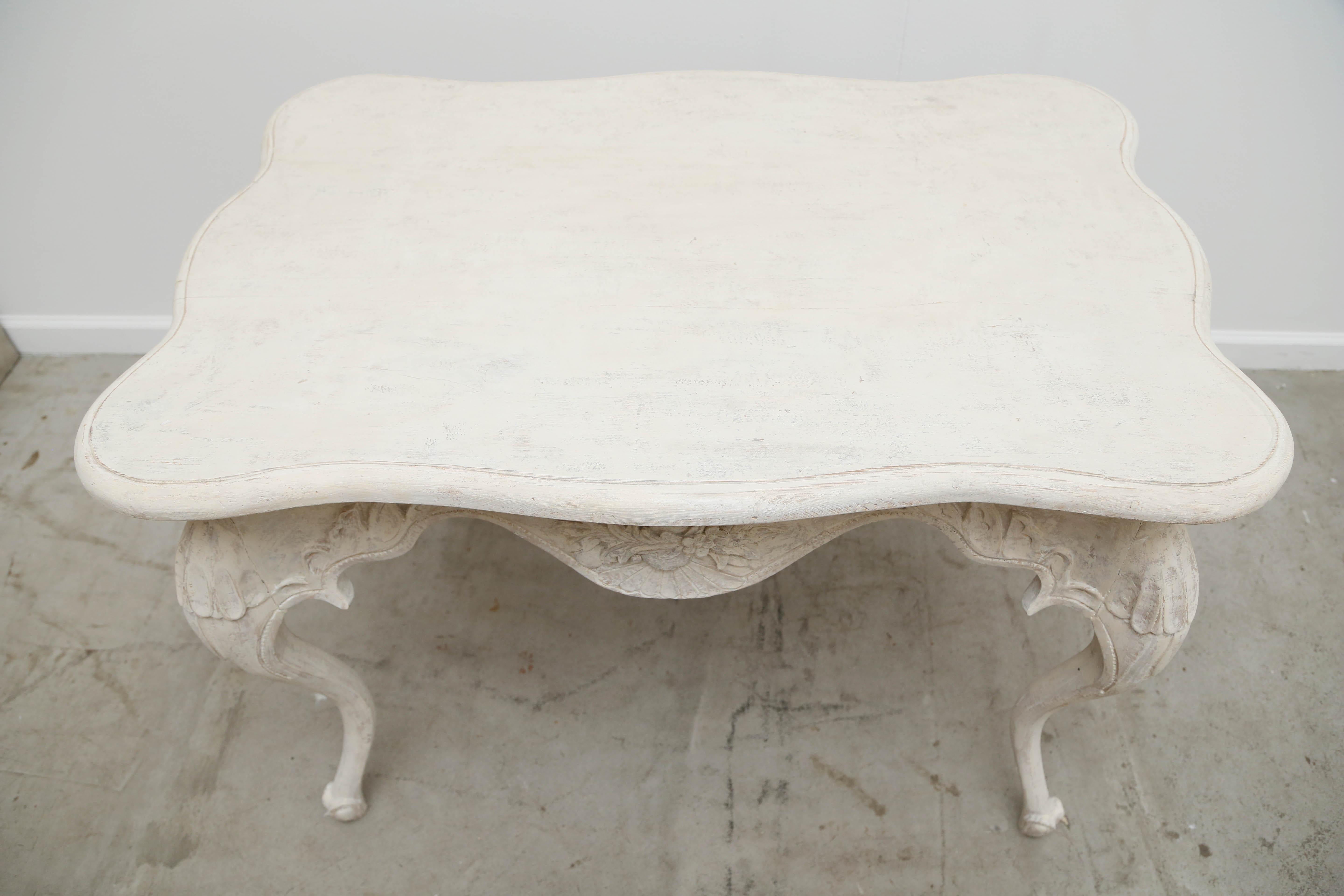 Antique Swedish Baroque Style Painted and Carved Table, Mid-19th Century In Good Condition In West Palm Beach, FL