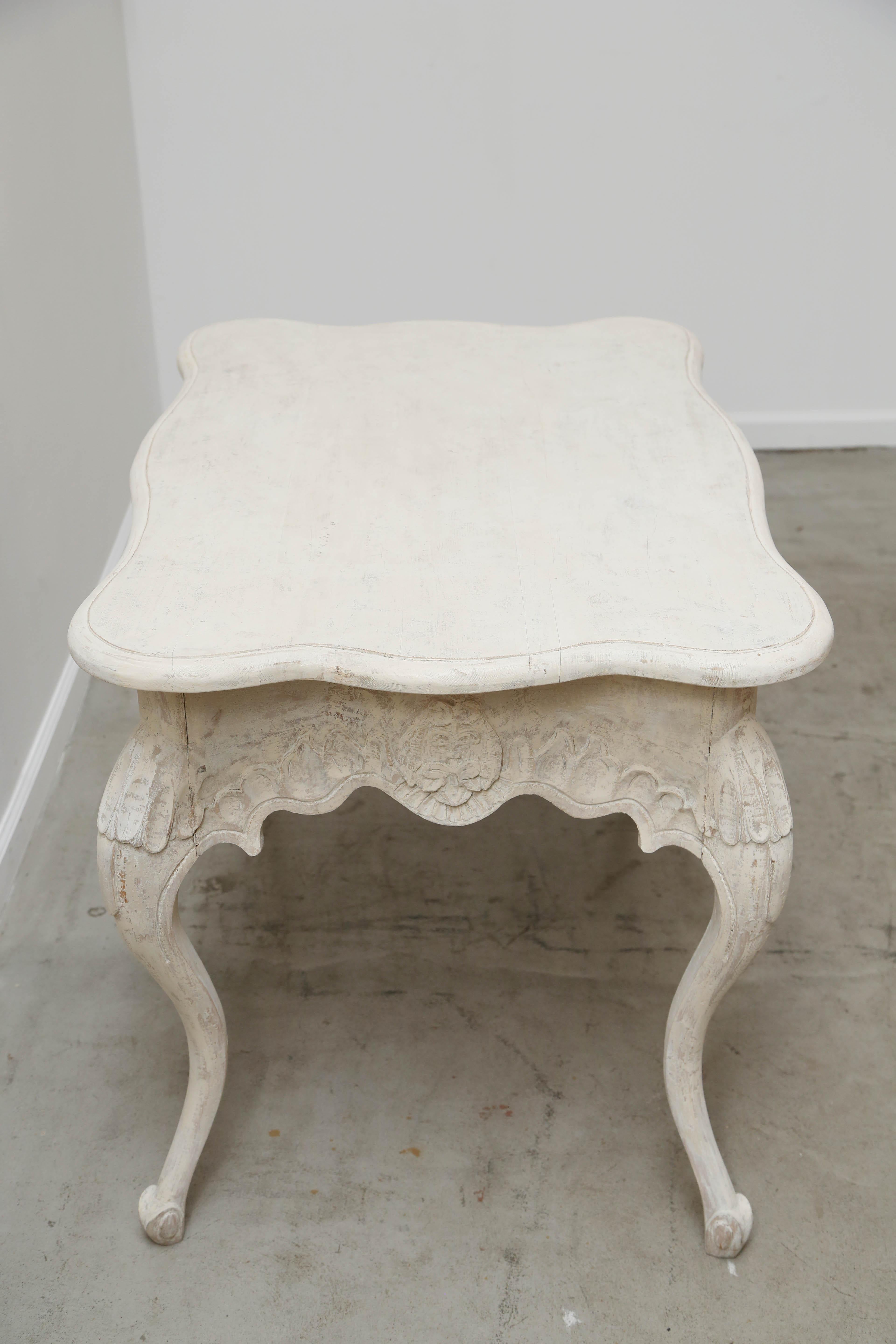 Antique Swedish Baroque Style Painted and Carved Table, Mid-19th Century 4