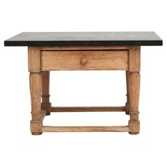 Antique Swedish Baroque Table With Black Jämtland Limestone Top