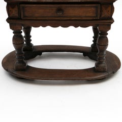 Oval Swedish Baroque Table / Center table. Oak with Fossil Limestone Top
