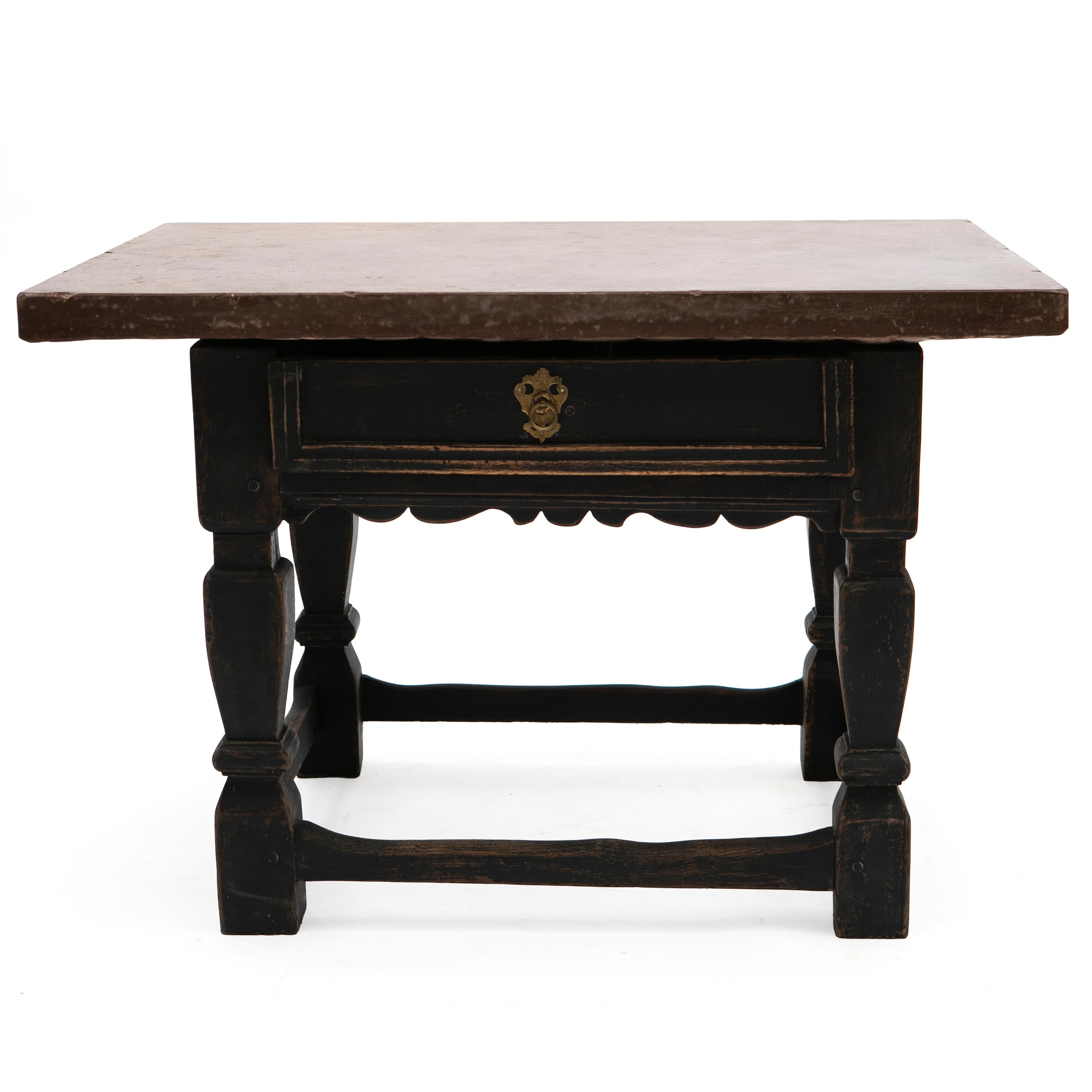 Antique Swedish Baroque Table with Limestone Top For Sale 5
