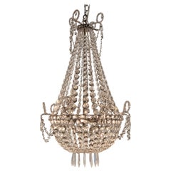 antique swedish chandelier Antique Swedish Beaded Crystal Chandelier Basket Form