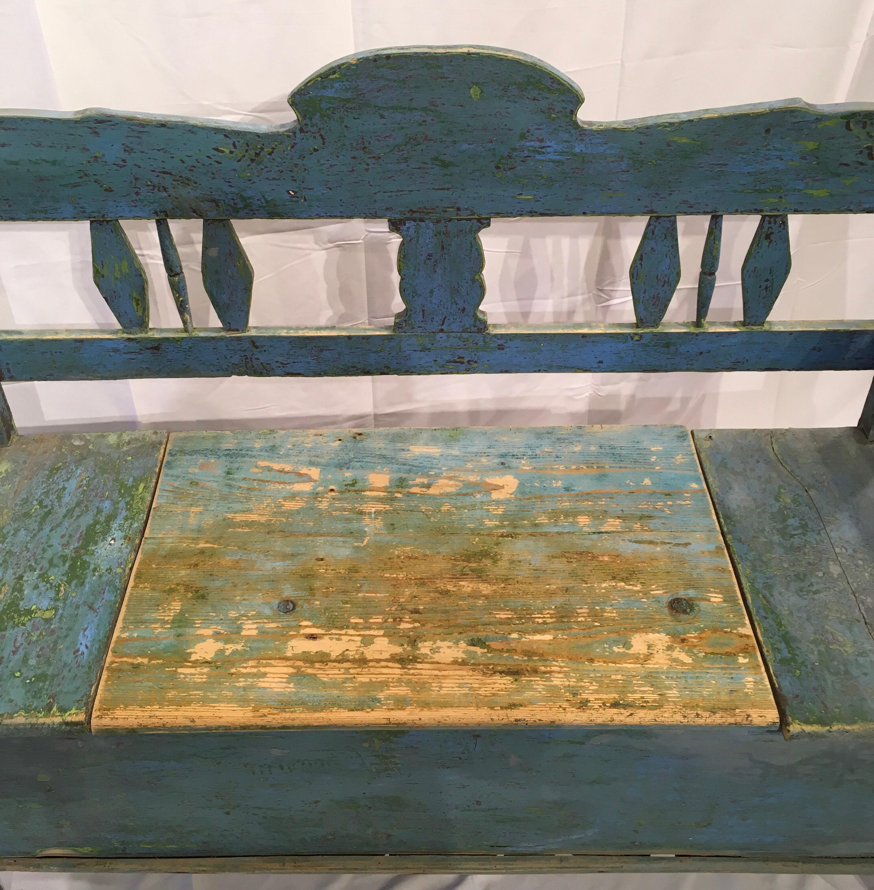 Paint Antique Swedish Bench, 19th Century