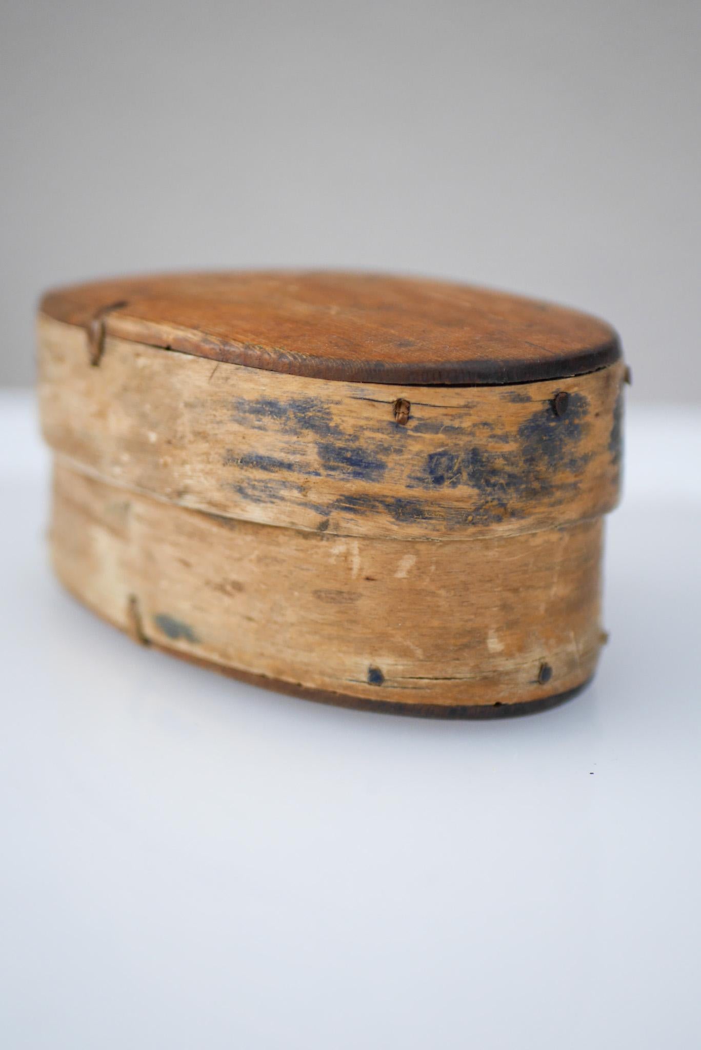 Antique Swedish Bent Wooden Tine Box, or 