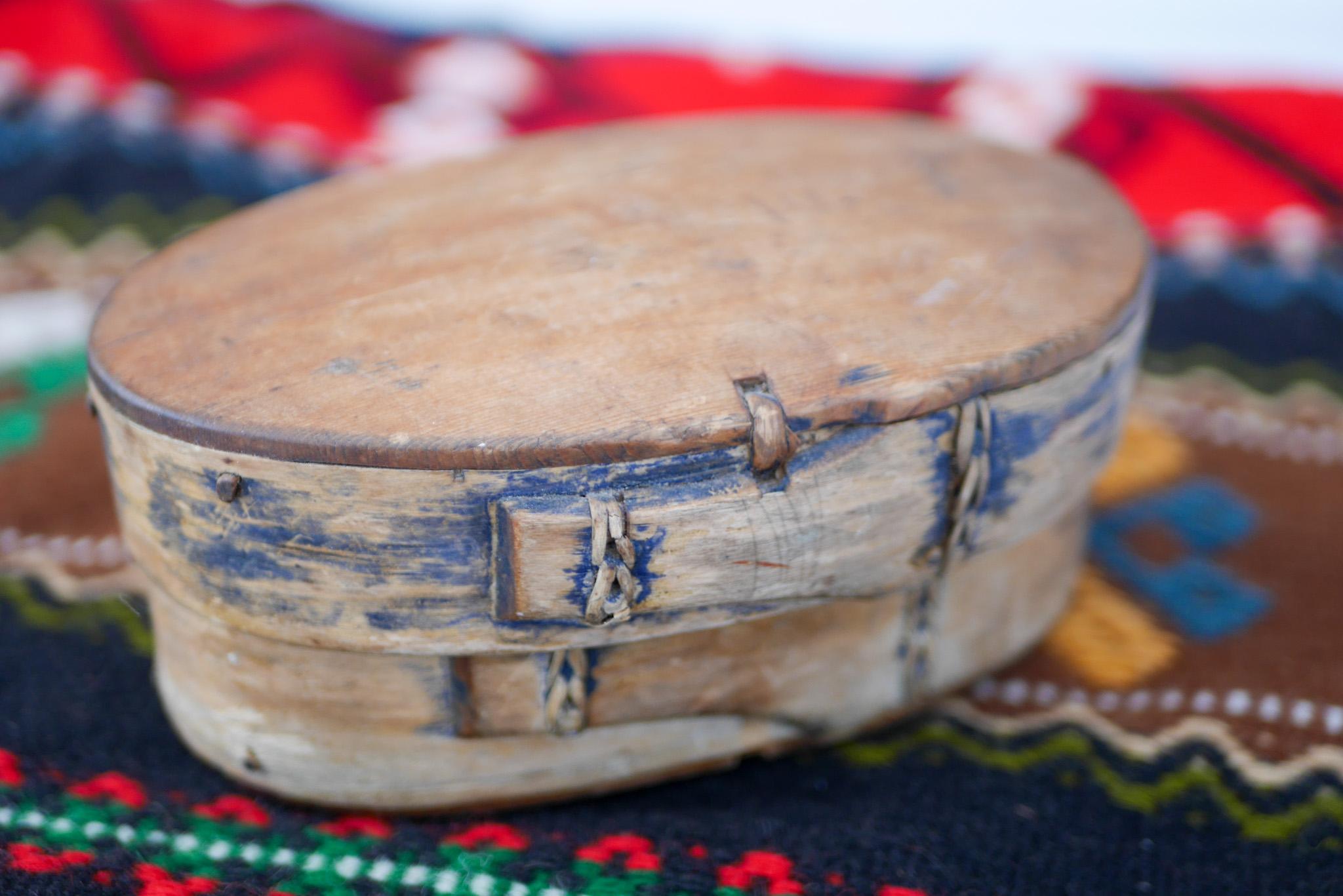20th Century Antique Swedish Bent Wooden Tine Box, or 