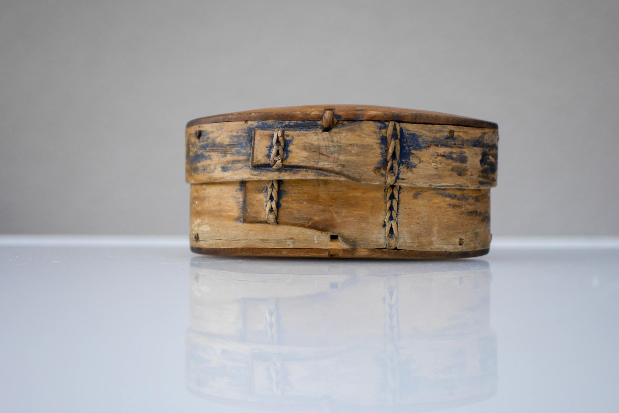 Antique Swedish Bent Wooden Tine Box, or 