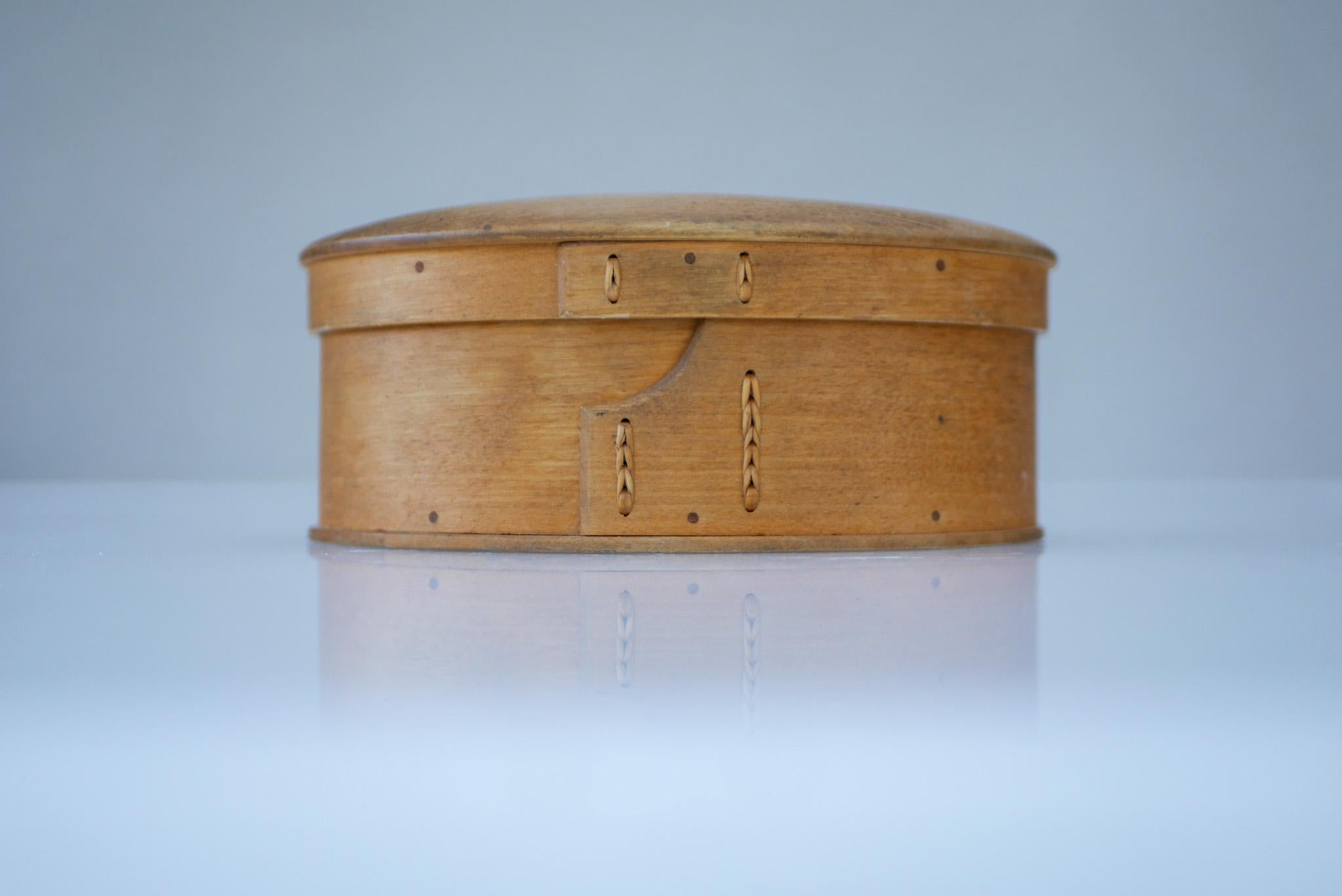 Rustic Antique Swedish Bent Wooden Tine Box, or 