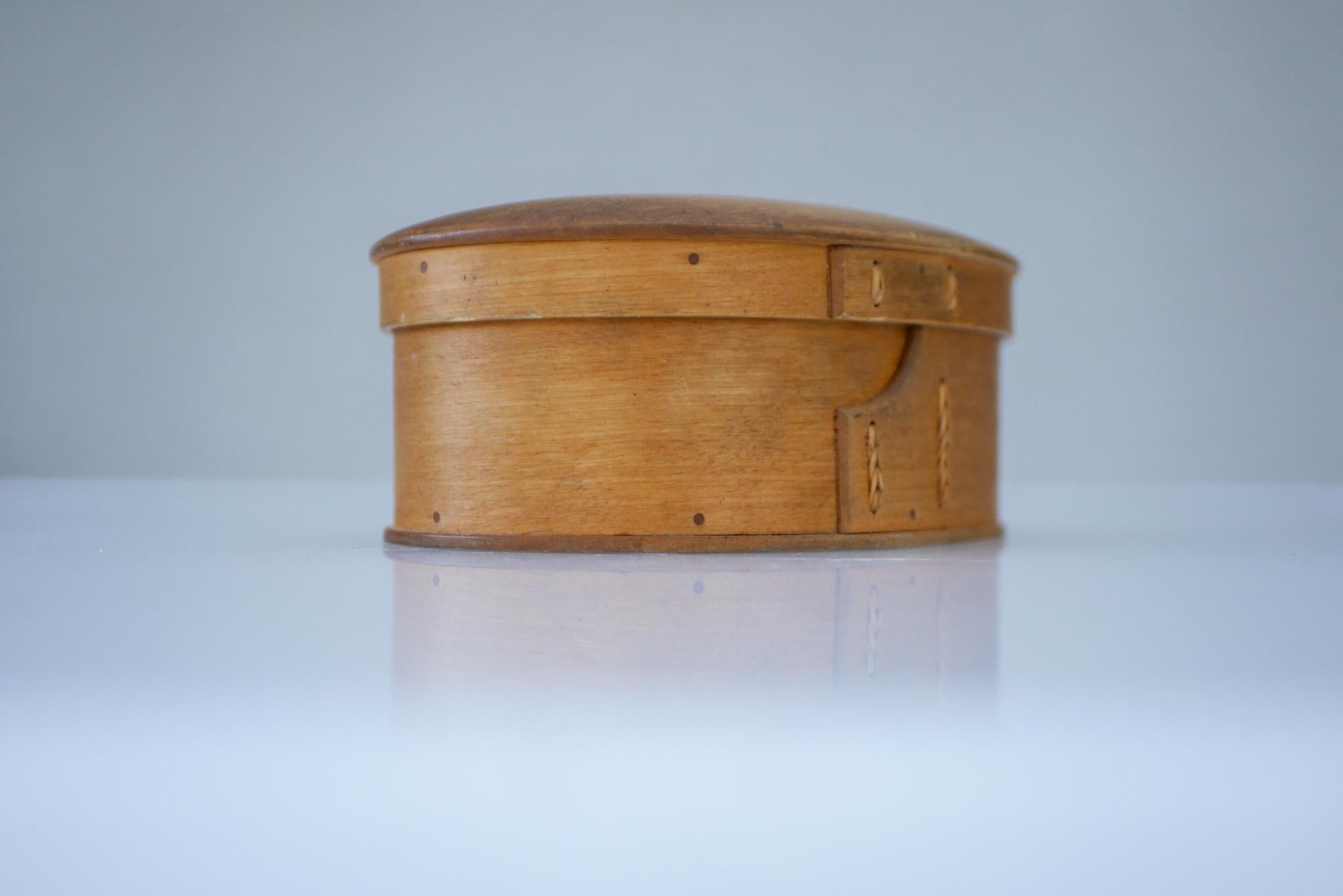 Hand-Crafted Antique Swedish Bent Wooden Tine Box, or 