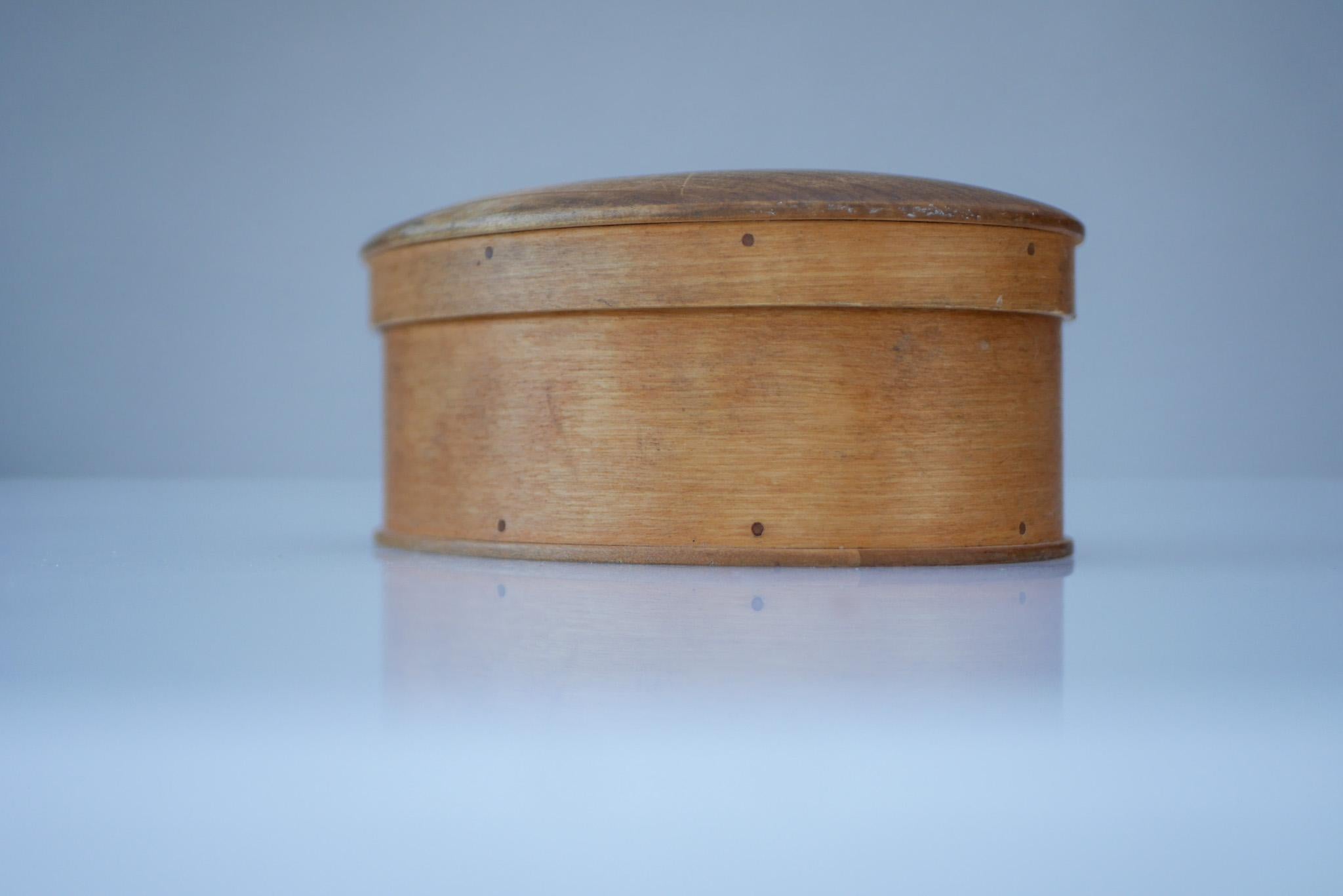 Antique Swedish Bent Wooden Tine Box, or 