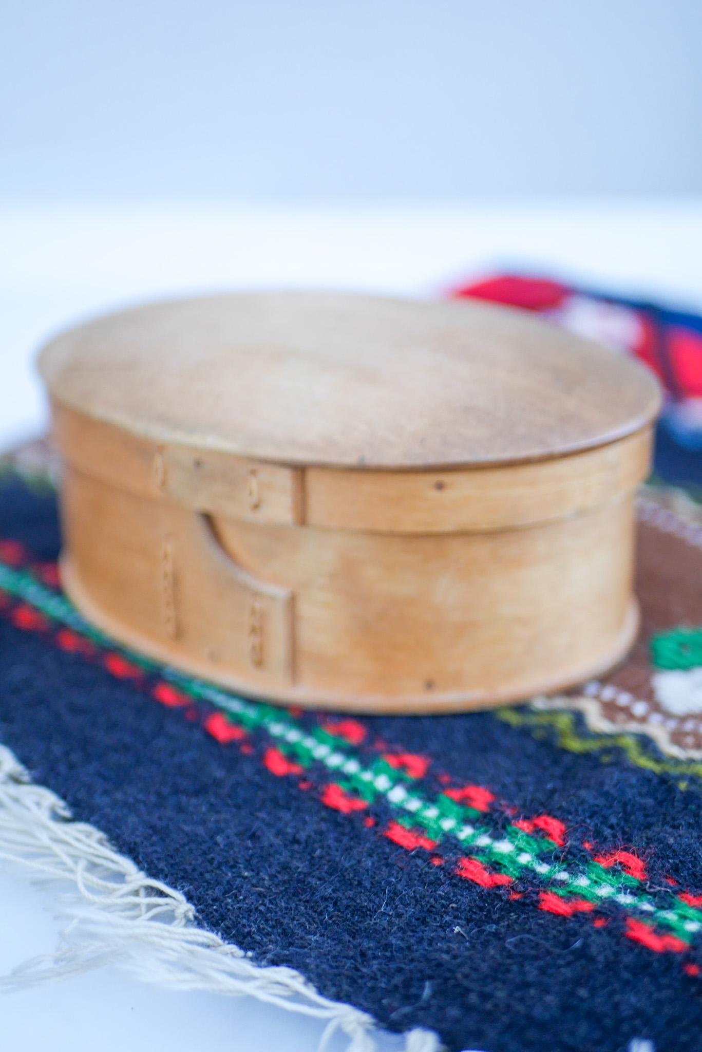 Antique Swedish Bent Wooden Tine Box, or 