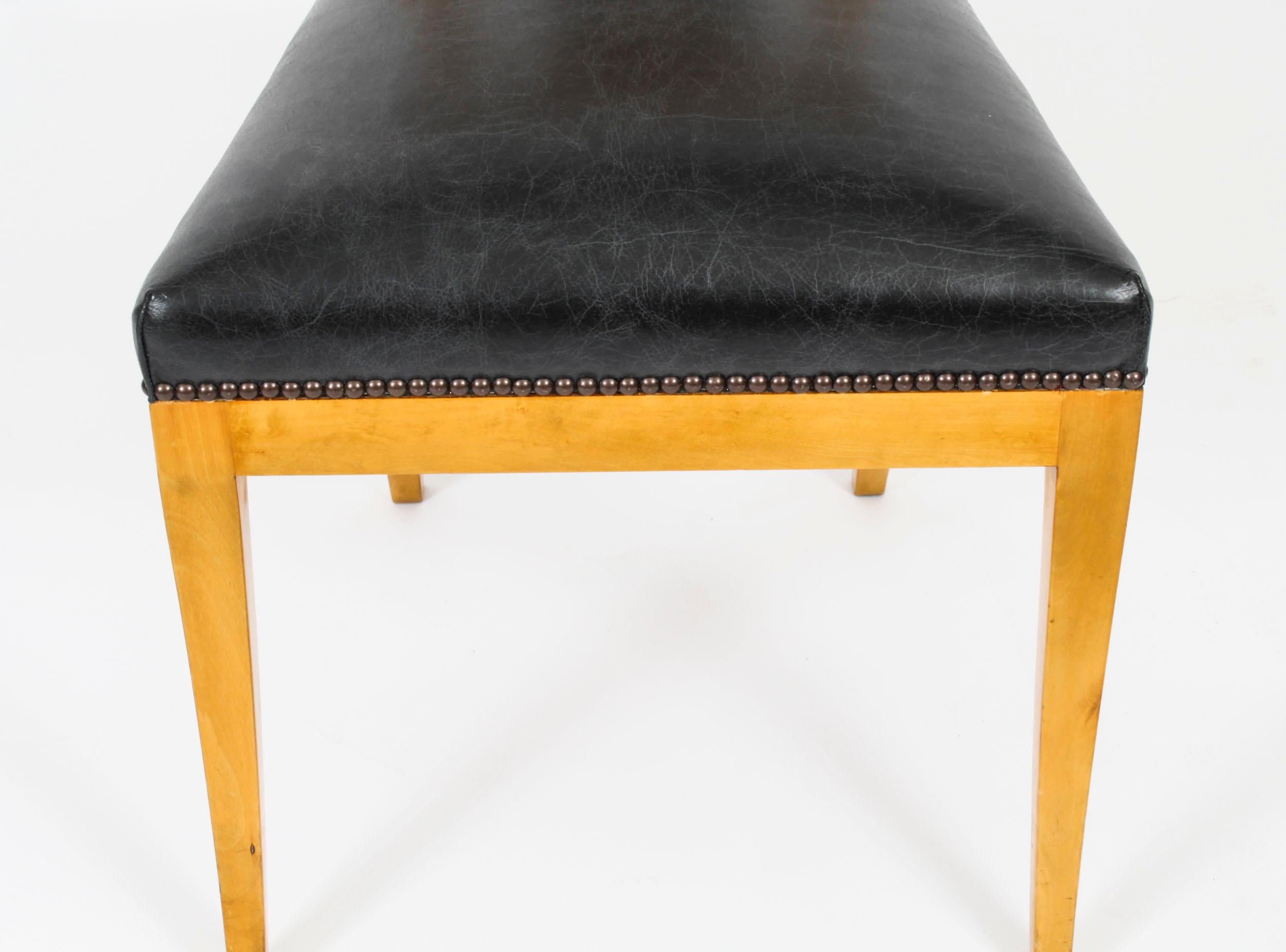 Antique Swedish Biedermeier Birchwood Pair Arm Chairs & Pair Side Chairs For Sale 8