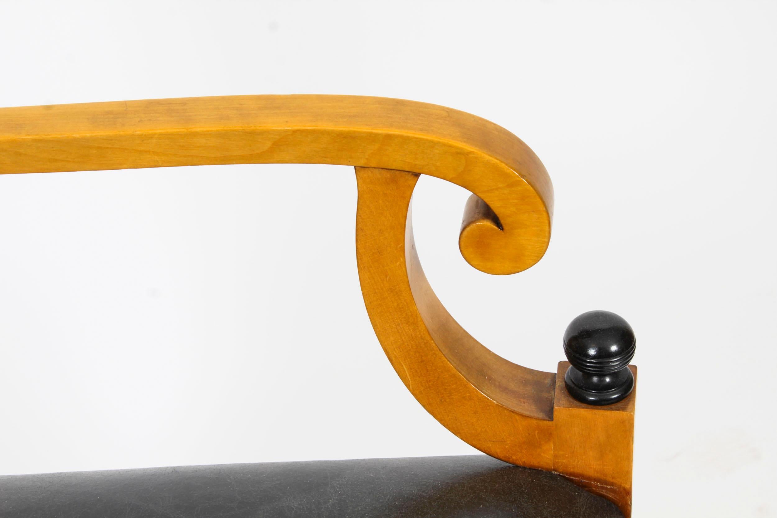 Antique Swedish Biedermeier Birchwood Pair Arm Chairs & Pair Side Chairs For Sale 12