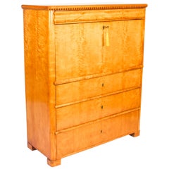 Antiguo Secreter Sueco Biedermeier de Abedul S. XIX