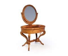 Antique Swedish Biedermeier Dressing Table in Satin Birch c1880